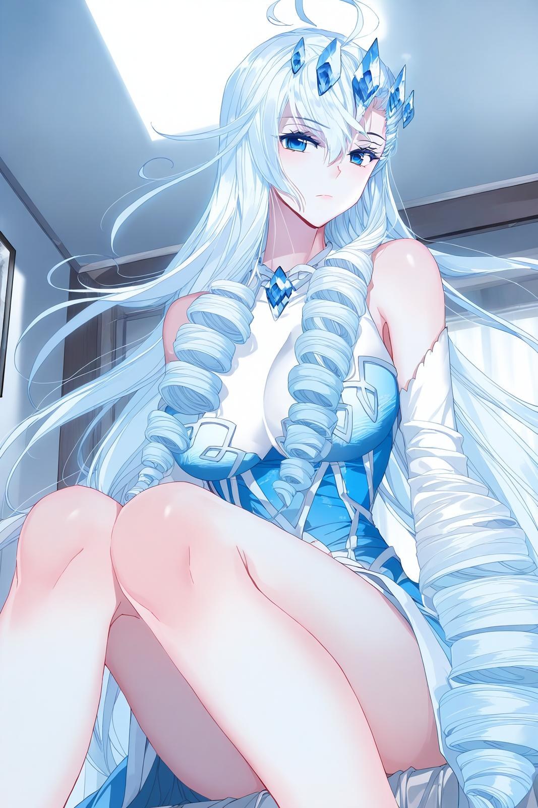AI Generated Anime Girl - 雪帝：白丝床拍露穴 112P