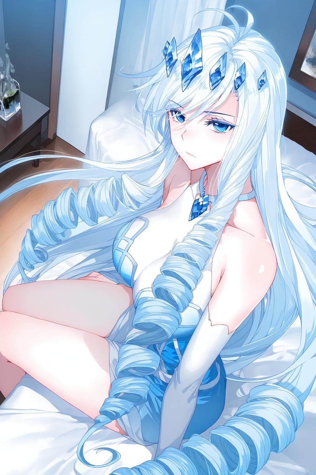 AI Generated Anime Girl - 雪帝：白丝床拍露穴 112P