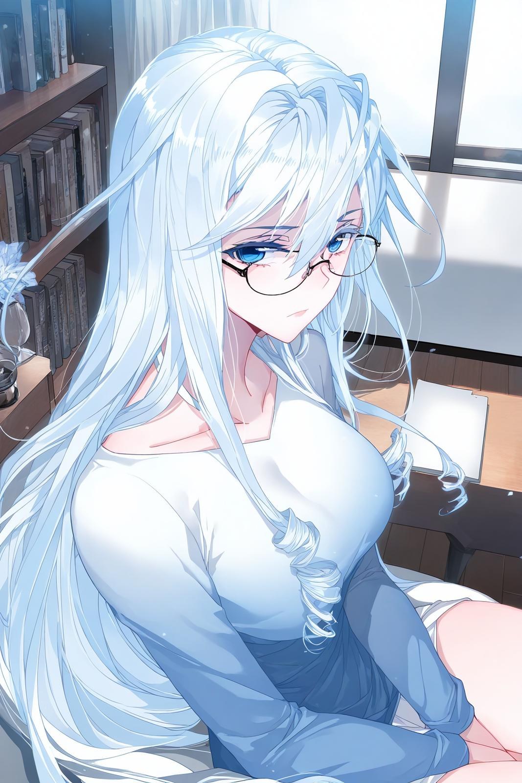 AI Generated Anime Girl - 雪帝：白丝床拍露穴 112P