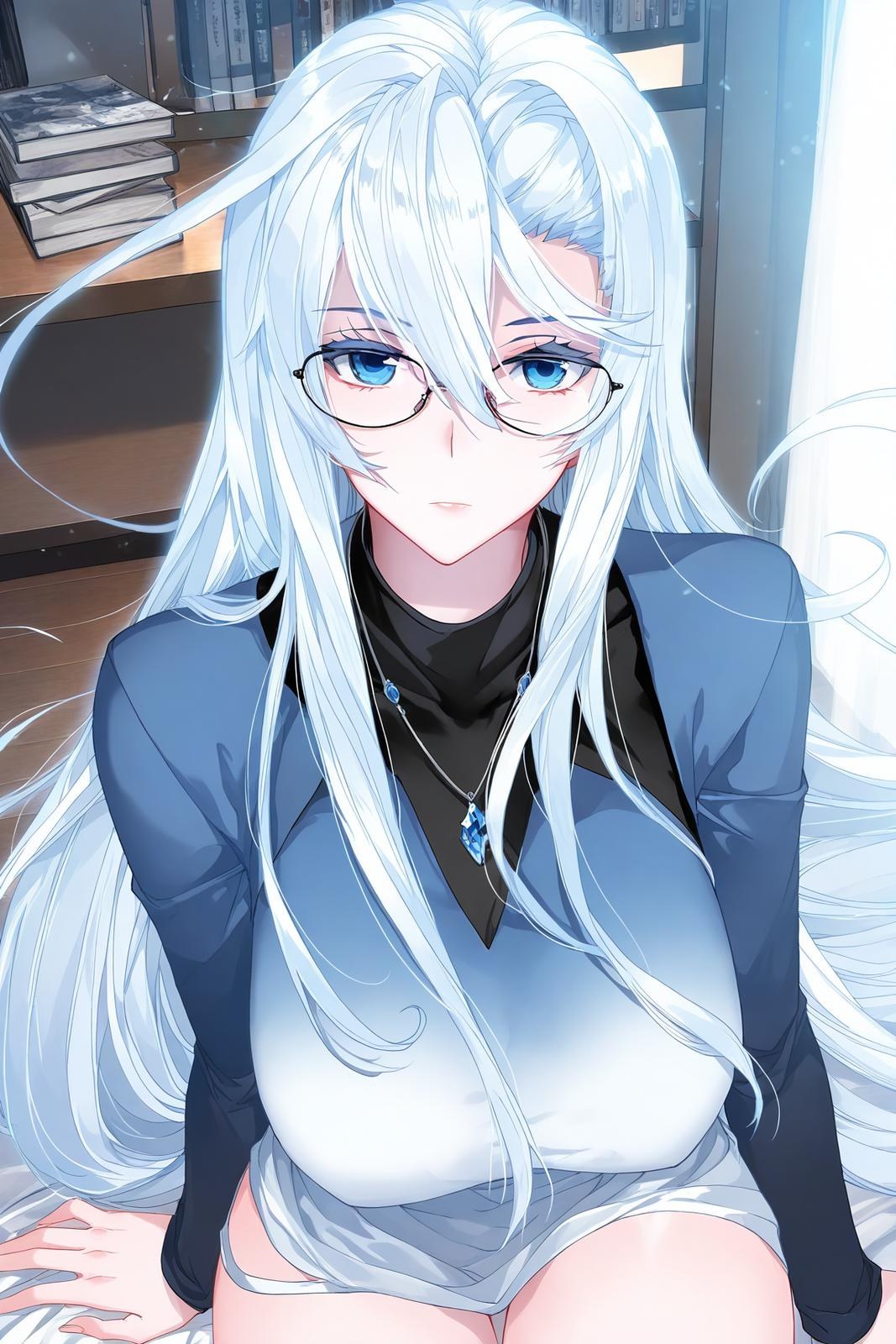 AI Generated Anime Girl - 雪帝：白丝床拍露穴 112P