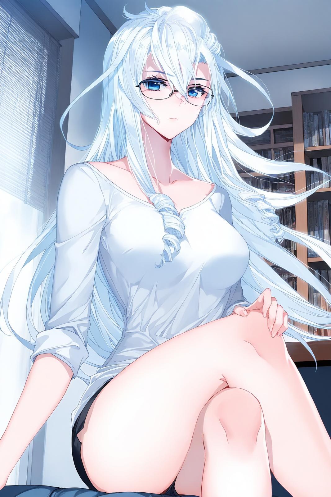 AI Generated Anime Girl - 雪帝：白丝床拍露穴 112P
