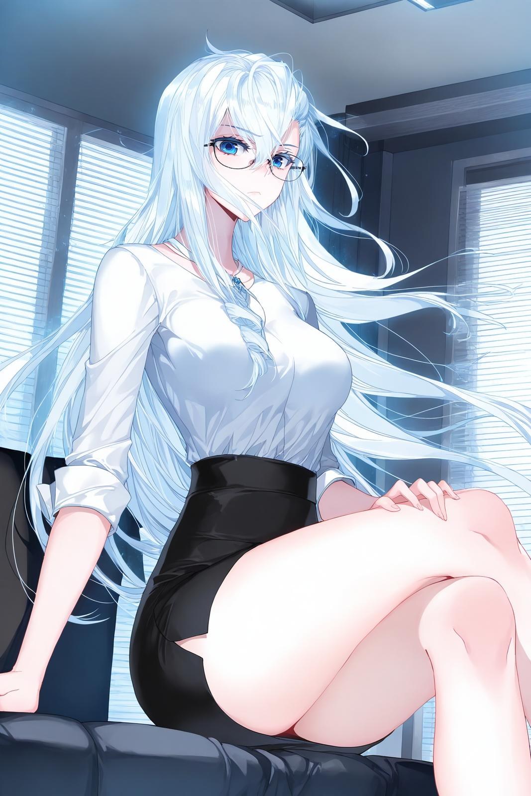 AI Generated Anime Girl - 雪帝：白丝床拍露穴 112P