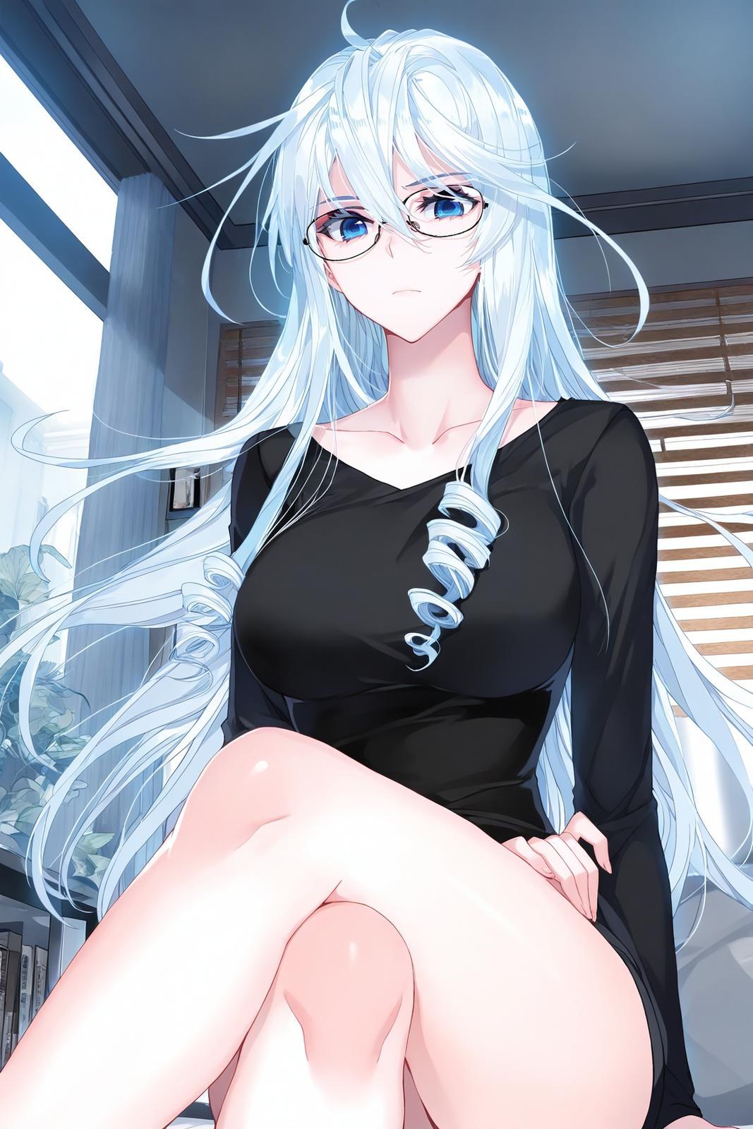AI Generated Anime Girl - 雪帝：白丝床拍露穴 112P