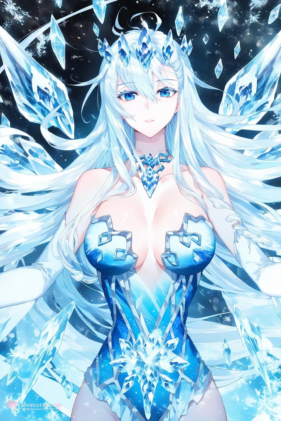 AI Generated Anime Girl - 雪帝：白丝床拍露穴 112P