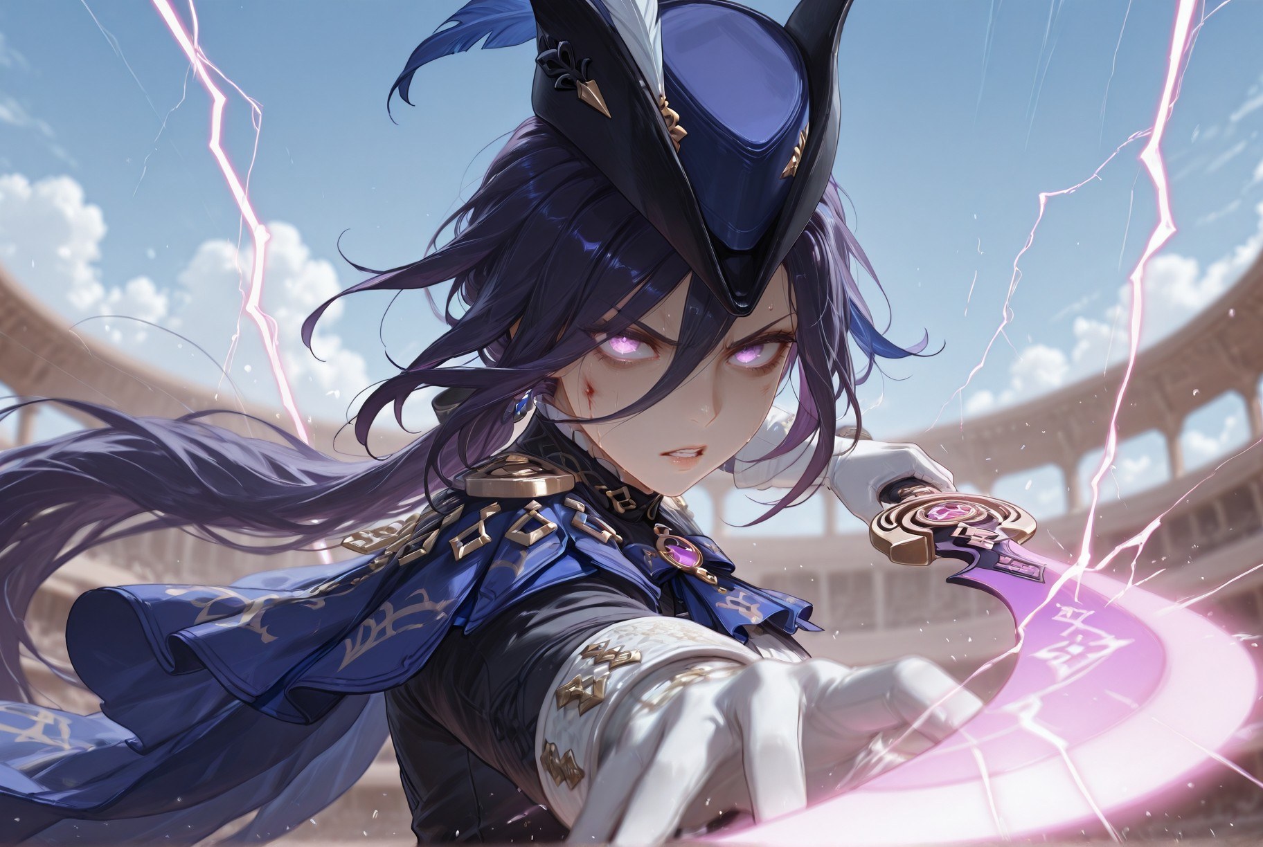 AI Generated Anime Girl - 原神 克洛琳德：黑丝紧身衣露穴 283P