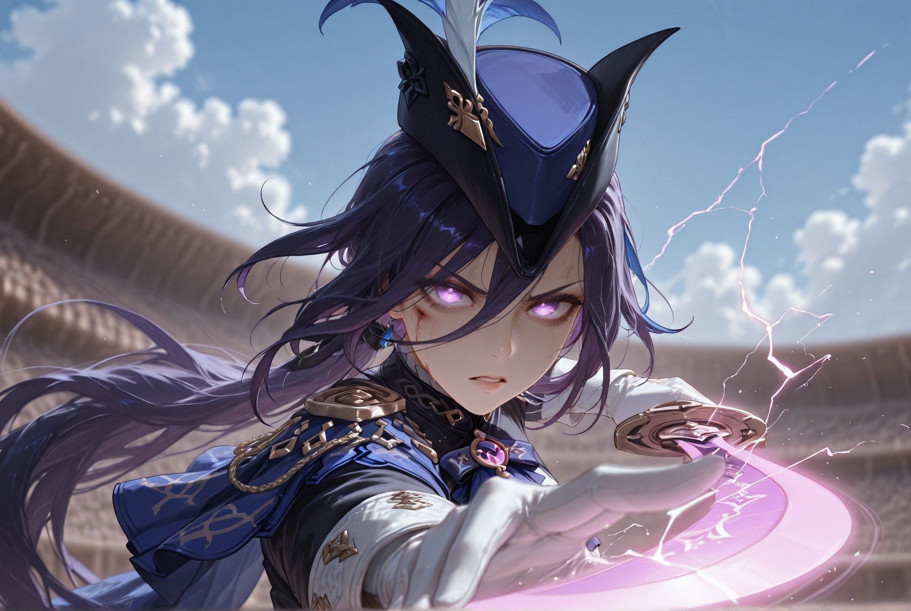 AI Generated Anime Girl - 原神 克洛琳德：黑丝紧身衣露穴 283P