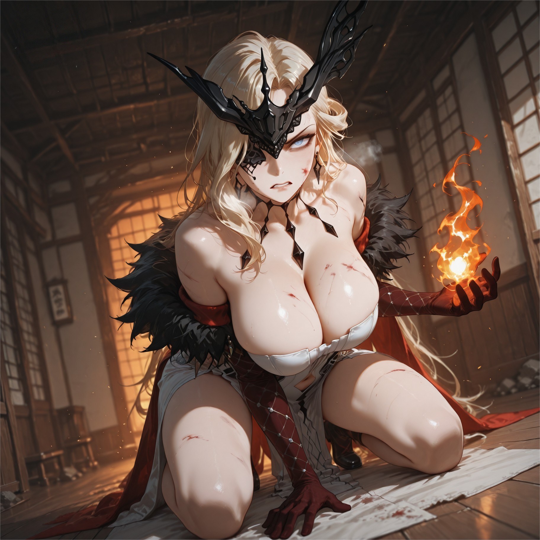AI Generated Anime Girl - 원신 여사：레이스 란제리 타이트 의상 백호 302P