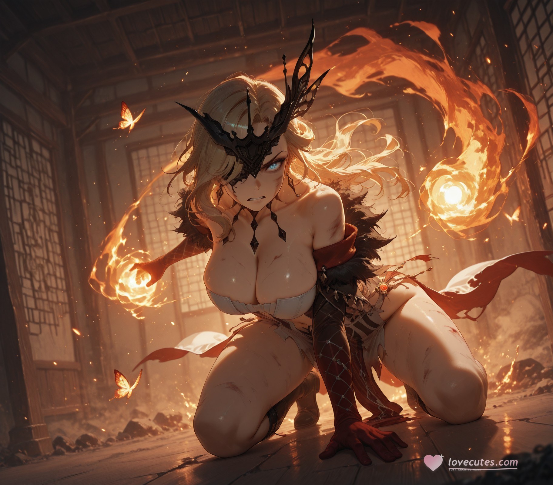 AI Generated Anime Girl - 원신 여사：레이스 란제리 타이트 의상 백호 302P