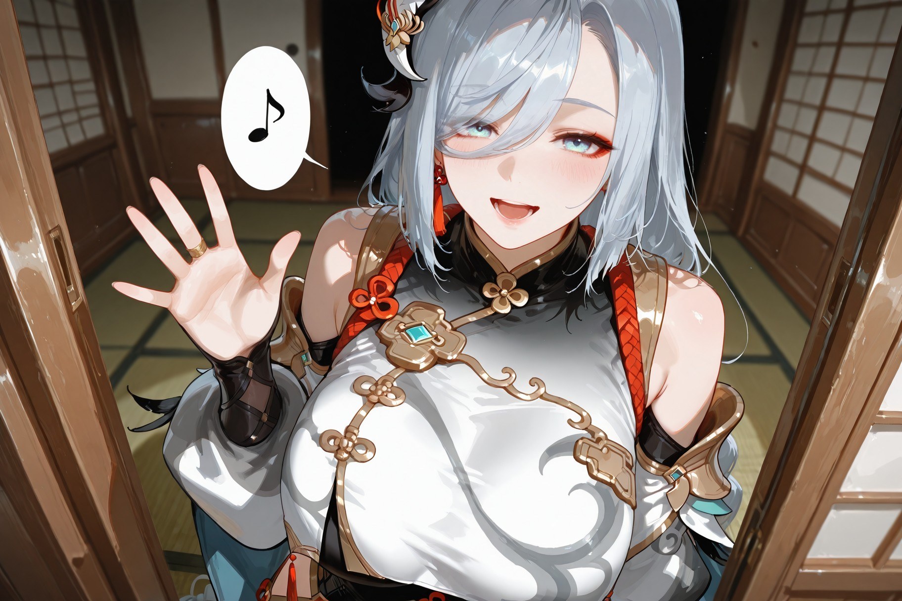 AI Generated Anime Girl - 原神 申鹤：紧身衣浴室露点 233P