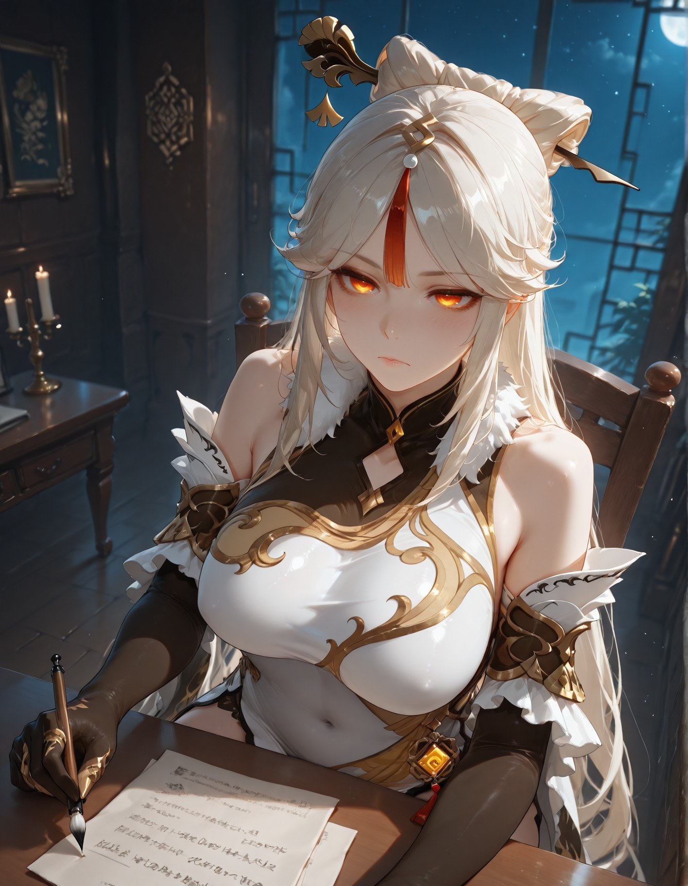 AI Generated Anime Girl - 原神 申鹤: 黑丝蕾丝内衣露穴 267P