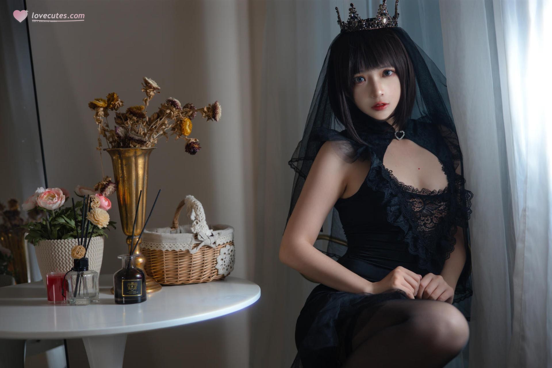 [私房] 疯猫ss - NO.239 黑色婚纱：黑丝蕾丝内衣美腿 40P