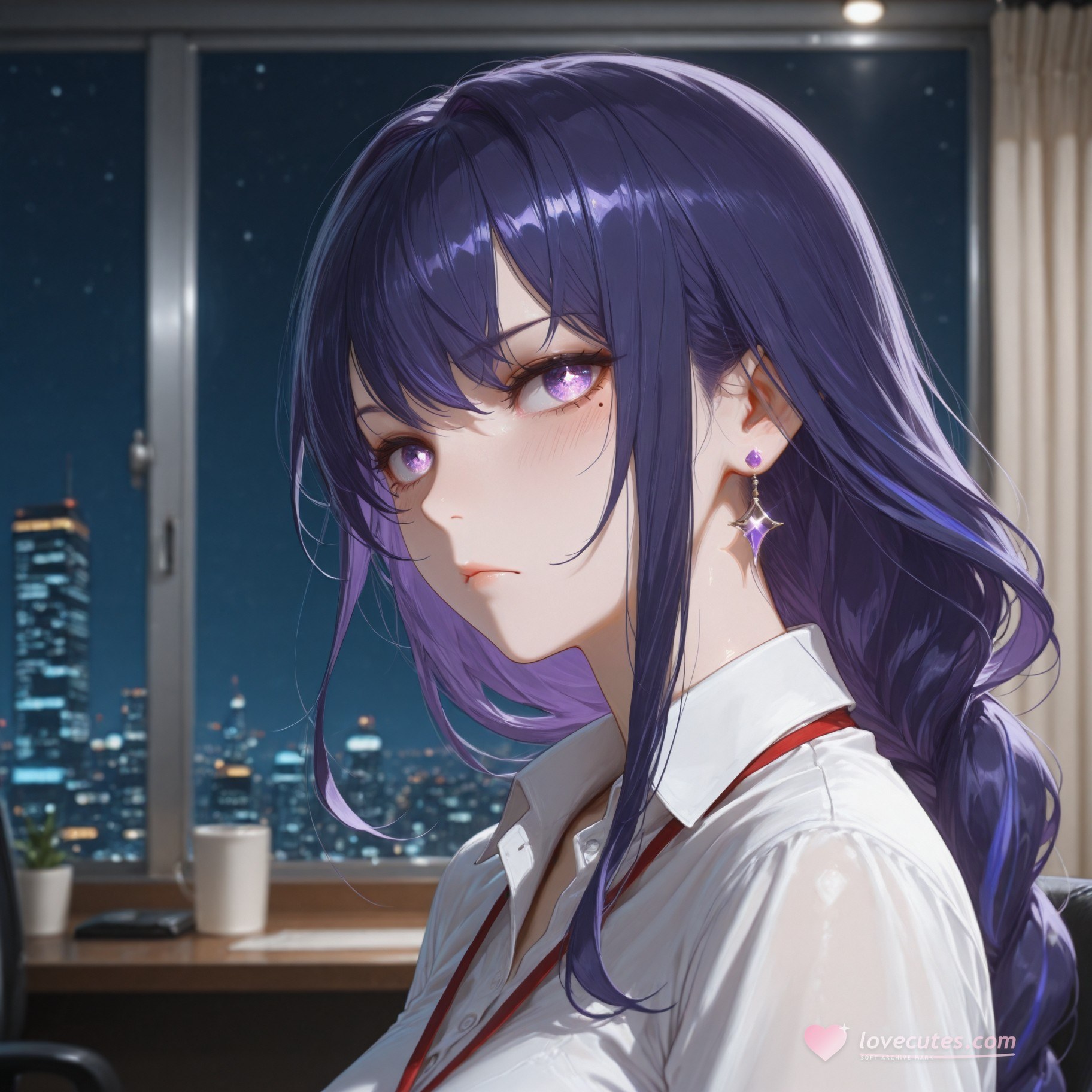 AI Generated Anime Girl - 原神 雷电将军 Preview：OL套裙黑丝 112P