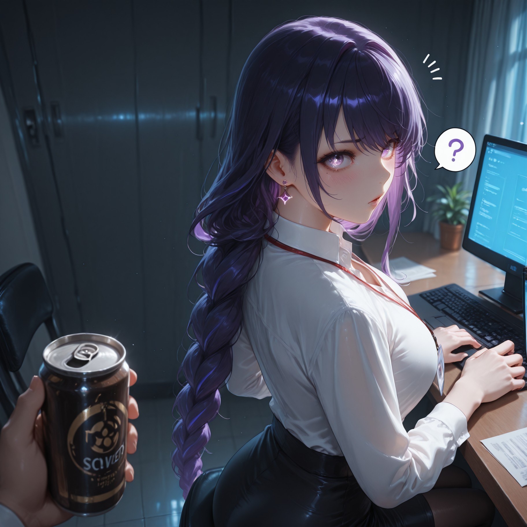 AI Generated Anime Girl - 原神 雷电将军 Preview：OL套裙黑丝 112P