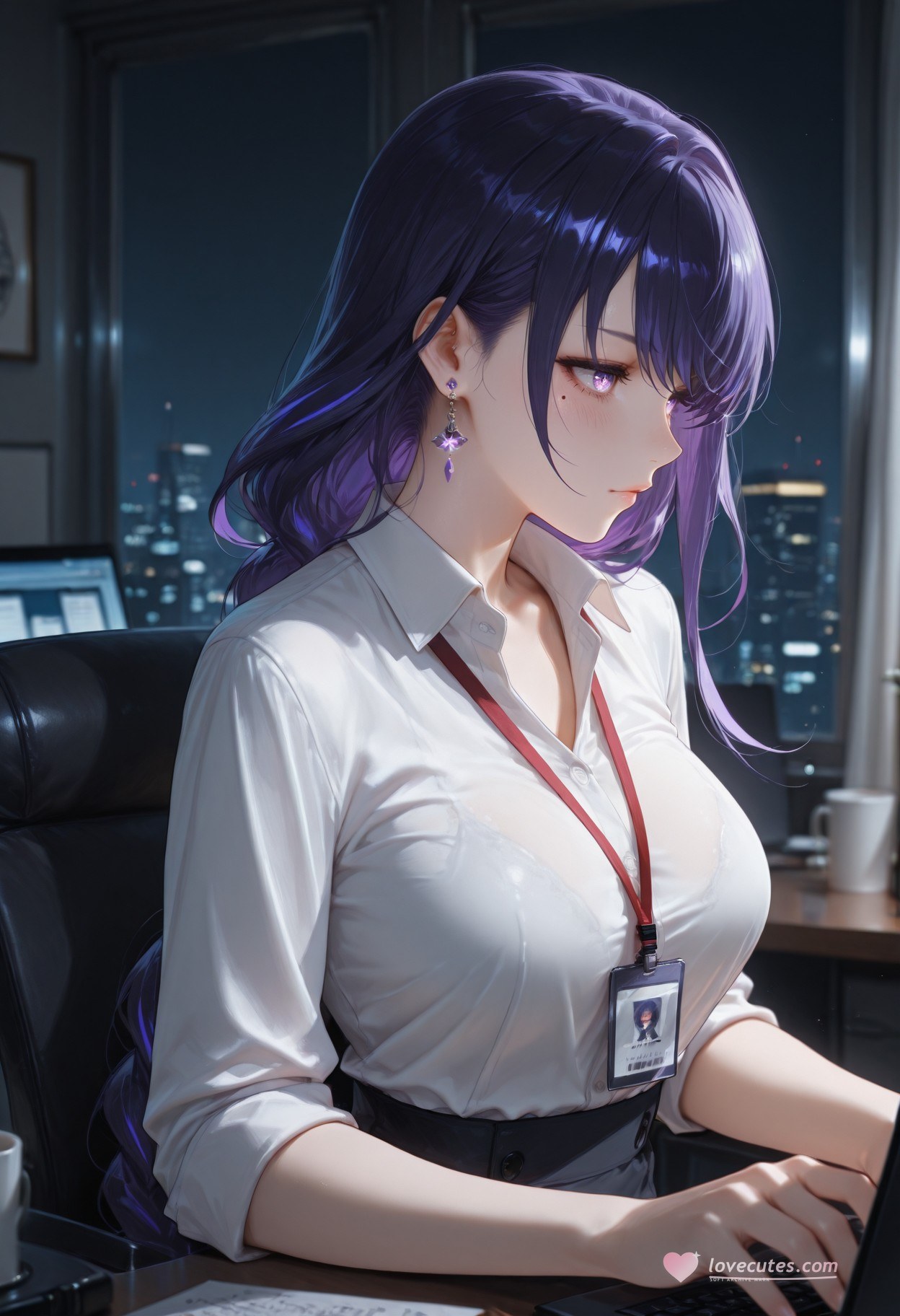 AI Generated Anime Girl - 原神 雷电将军：OL套裙黑丝 382P