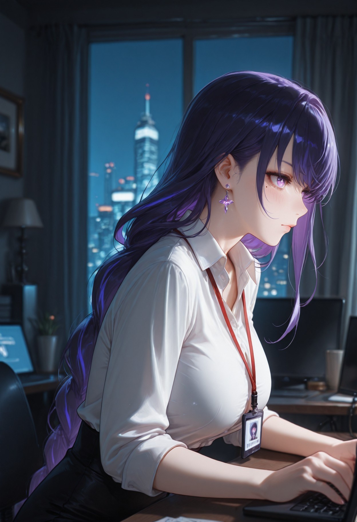 AI Generated Anime Girl - 原神 雷电将军：OL套裙黑丝 382P