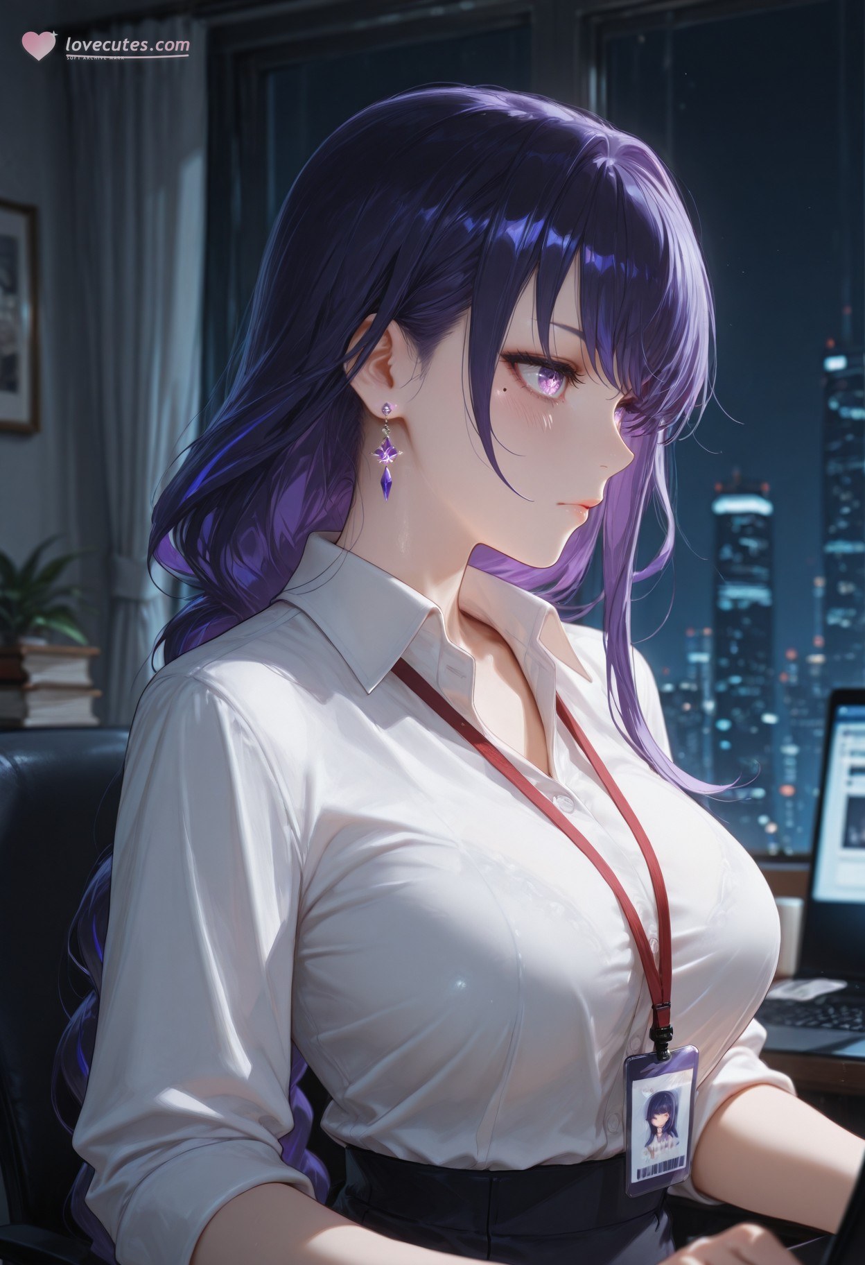 AI Generated Anime Girl - 原神 雷电将军：OL套裙黑丝 382P