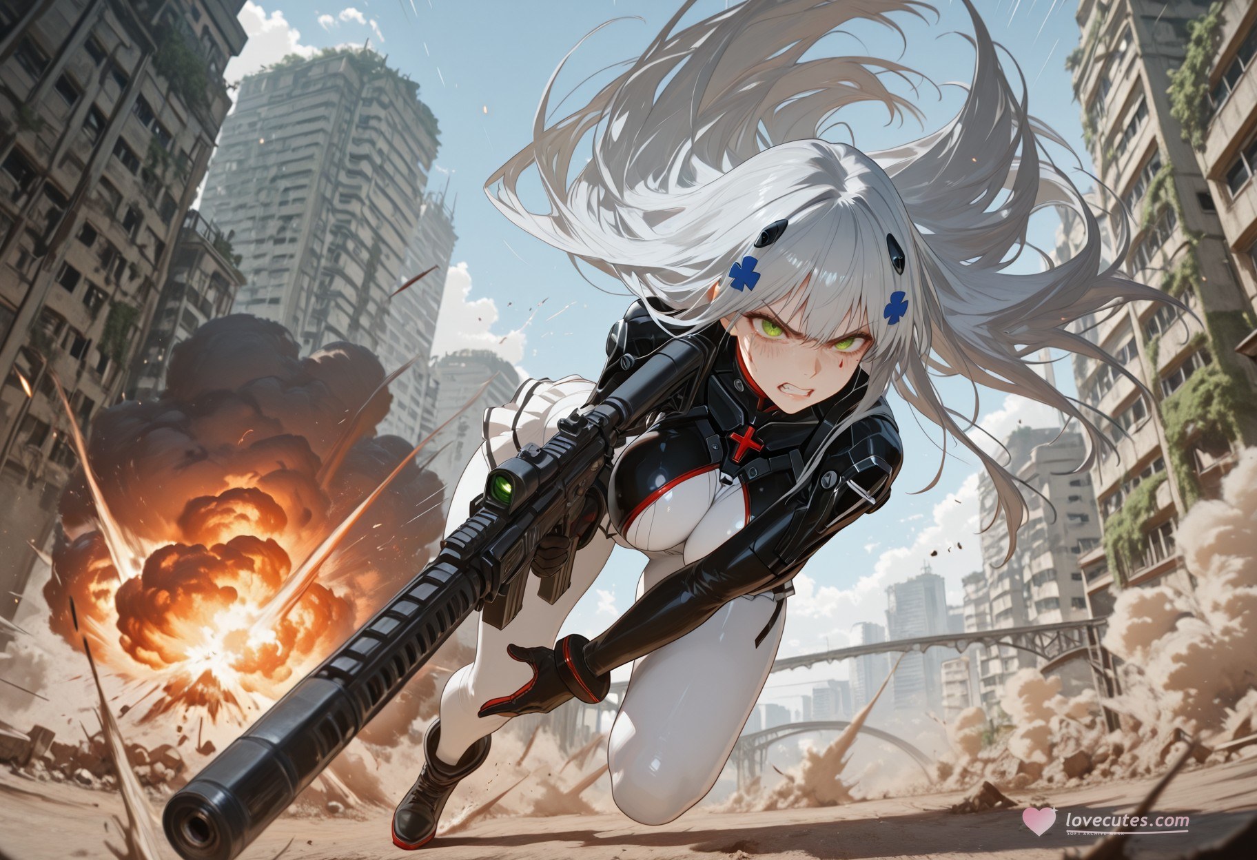 AI Generated Anime Girl - 少女前线 HK416：紧身衣湿身露穴 291P