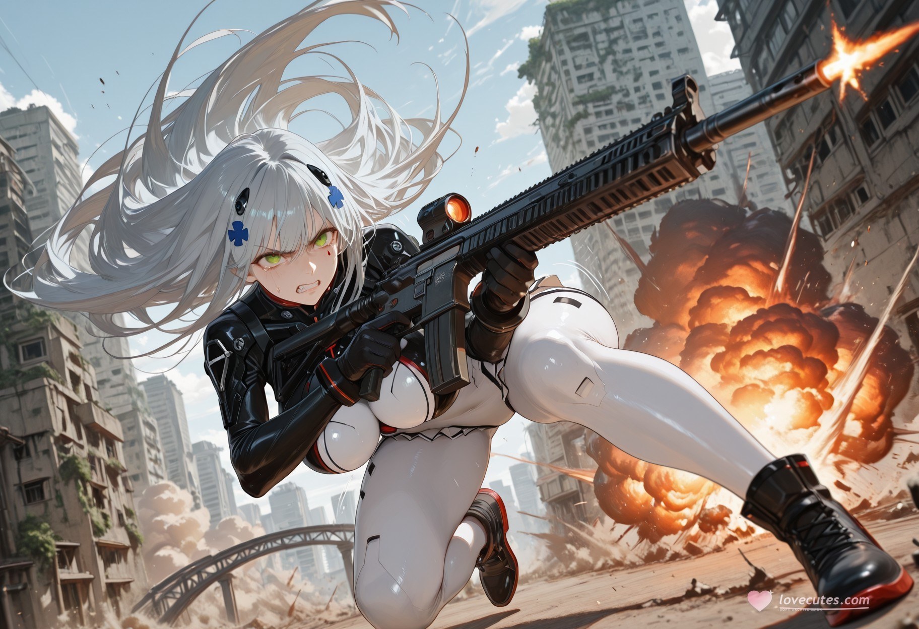 AI Generated Anime Girl - 少女前线 HK416：紧身衣湿身露穴 291P