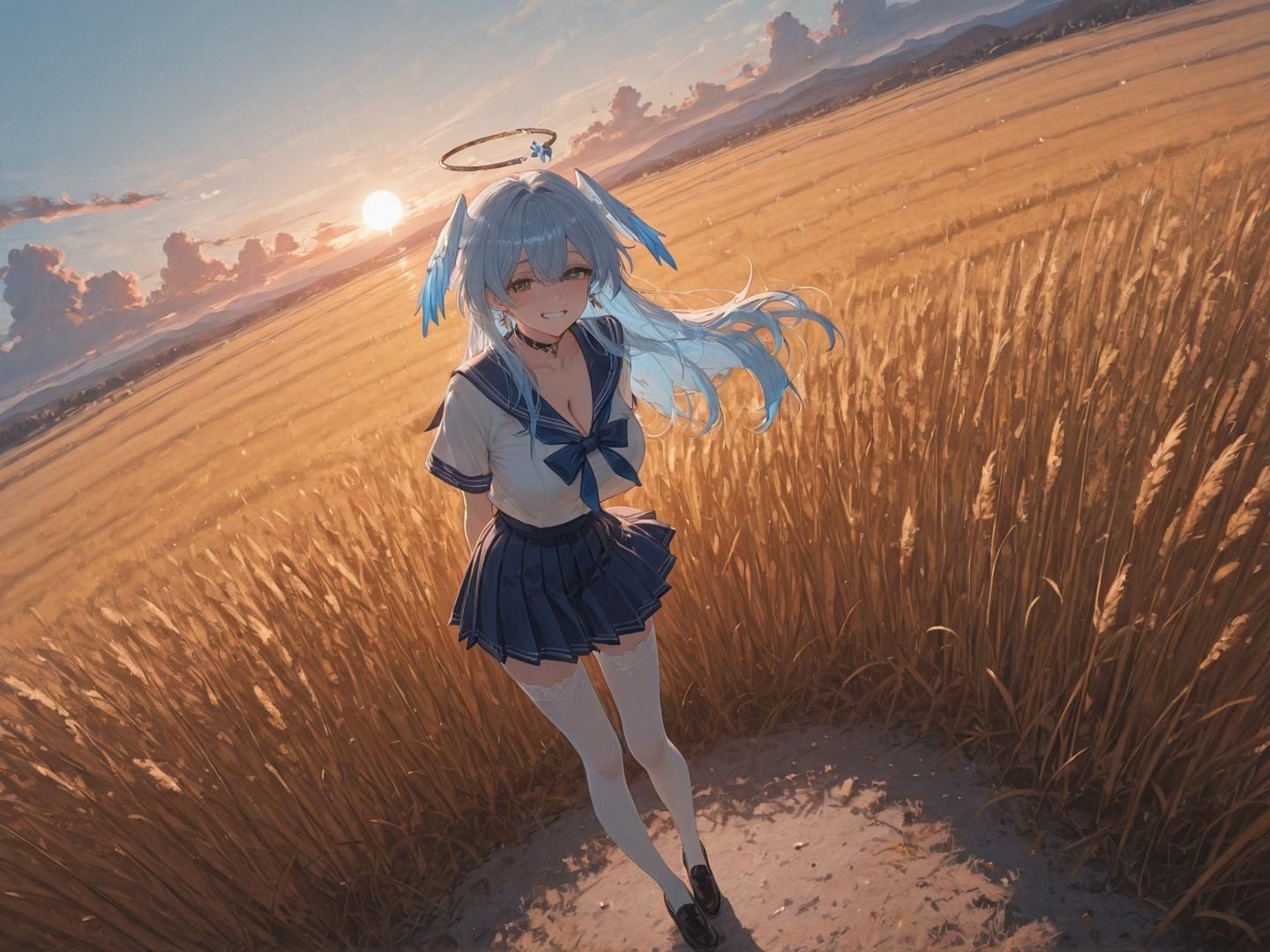 AI Generated Anime Girl - 崩坏：星穹铁道 知更鸟：学生装湿身露穴 186P