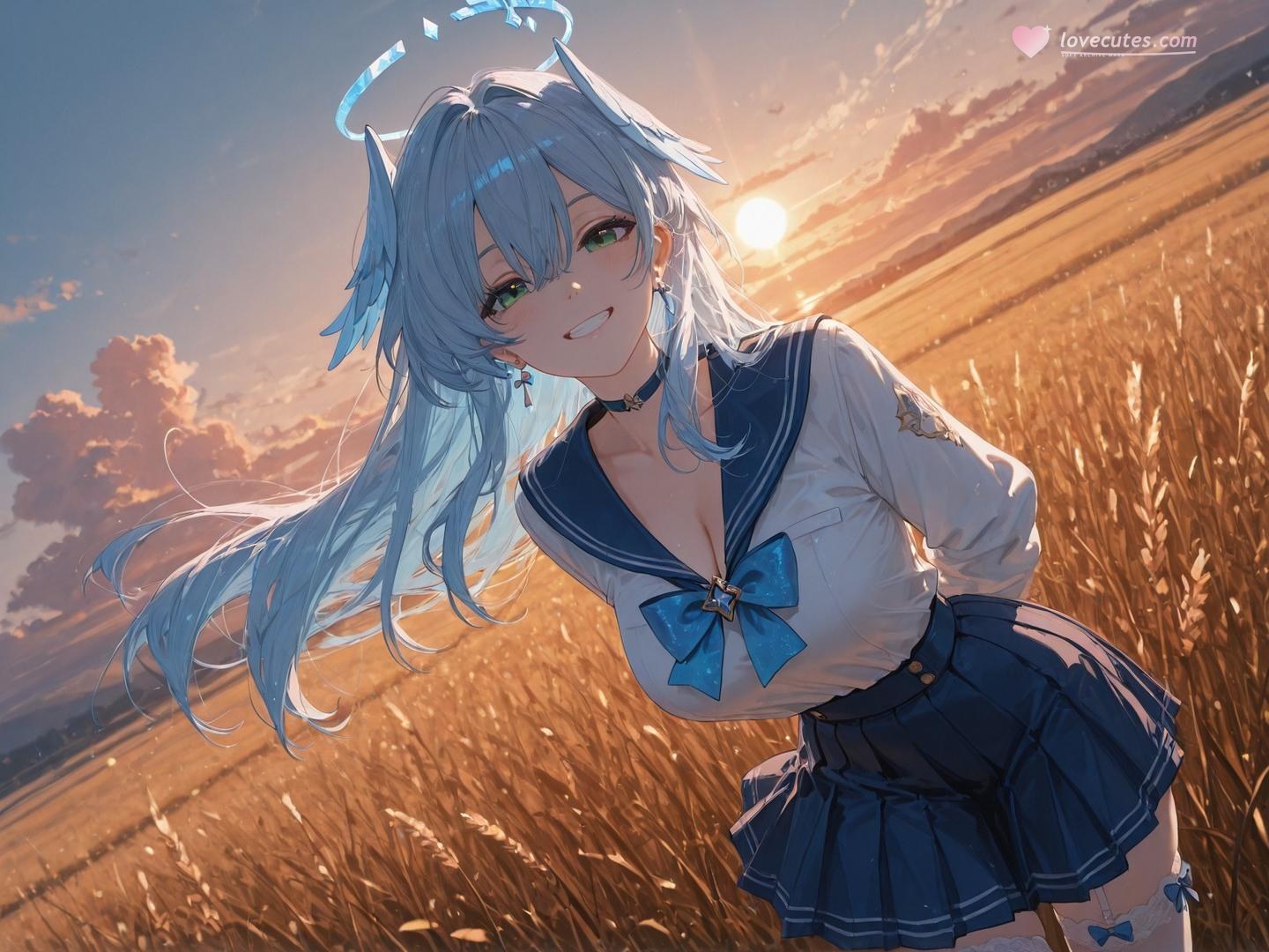 AI Generated Anime Girl - 崩坏：星穹铁道 知更鸟：学生装湿身露穴 186P