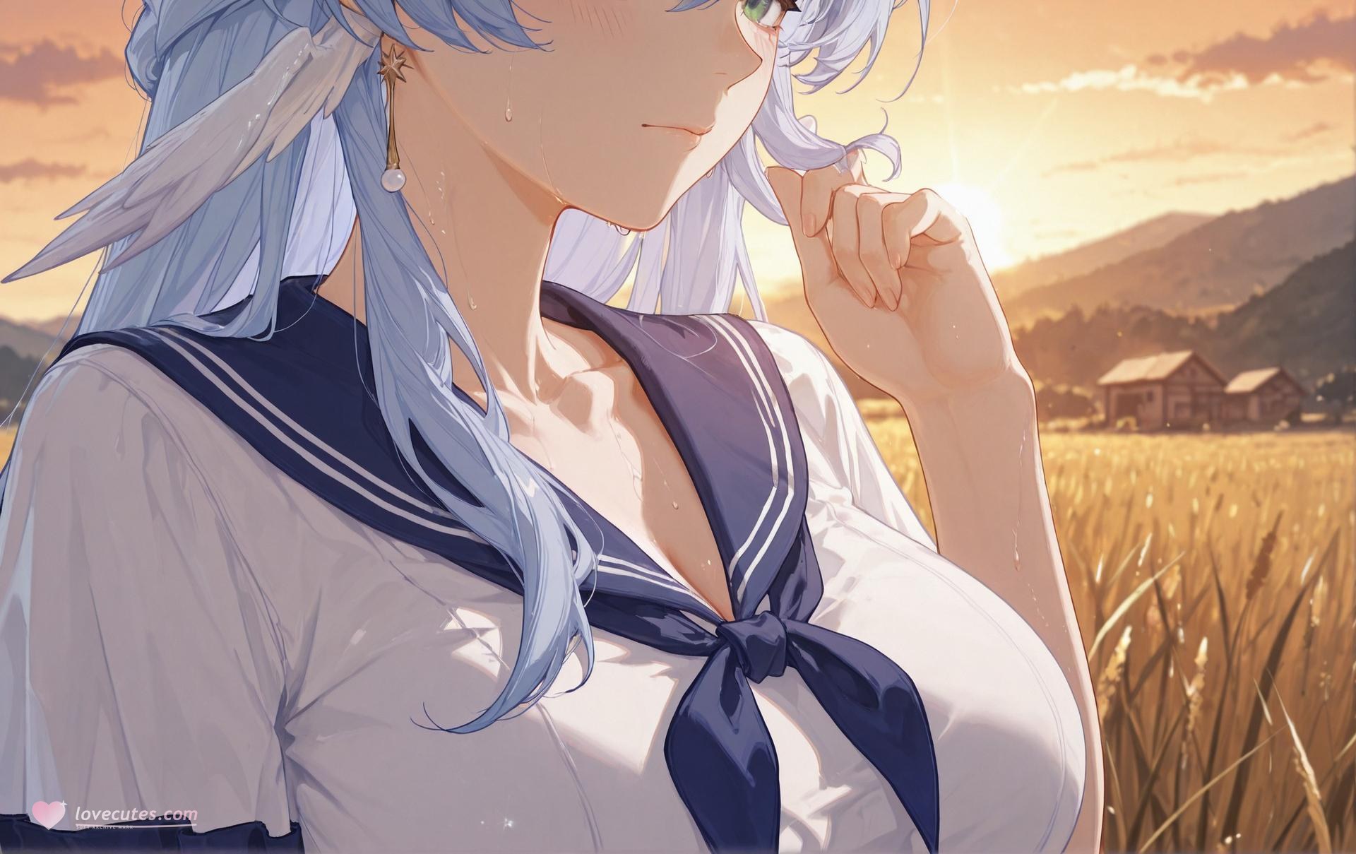 AI Generated Anime Girl - 崩坏：星穹铁道 知更鸟：学生装湿身露穴 186P