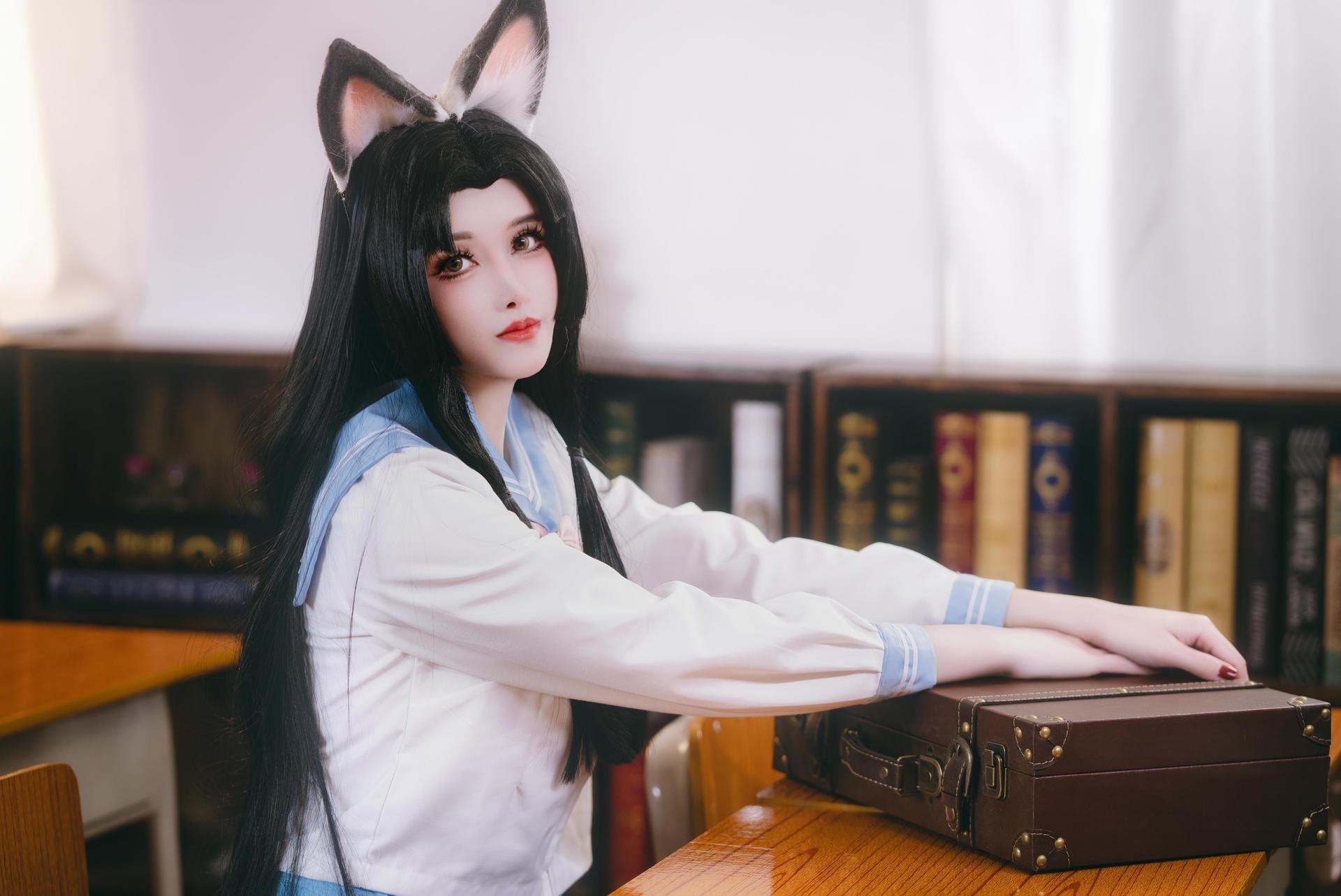 [cosplay] 鹿八岁 - 原神 胡桃：教室主题角色写真 66P1V