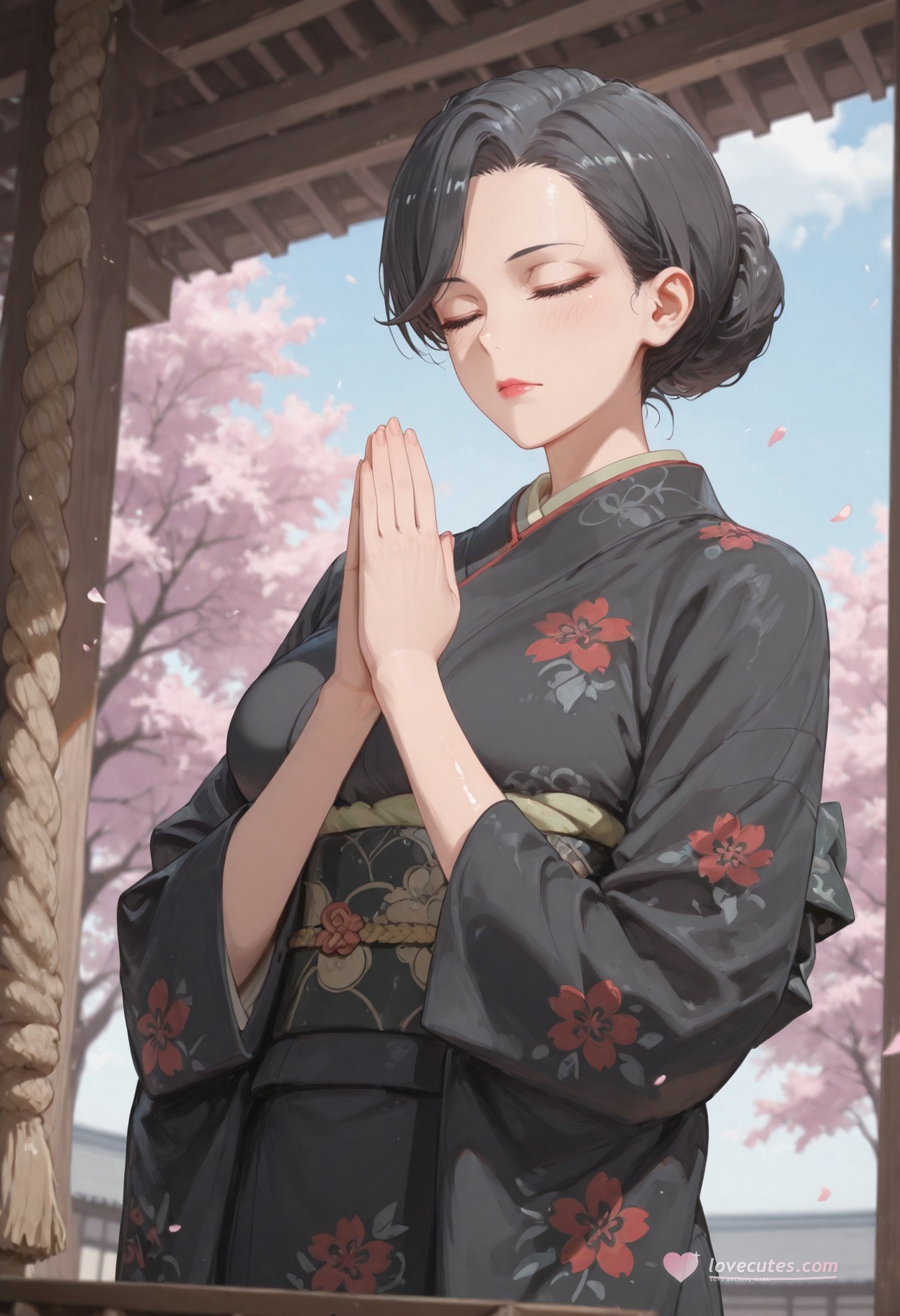 AI Generated Anime Girl - 我的青春恋爱物语果然有问题 雪之下母：黑丝蕾丝内衣紧身衣学生装湿身露穴 352P