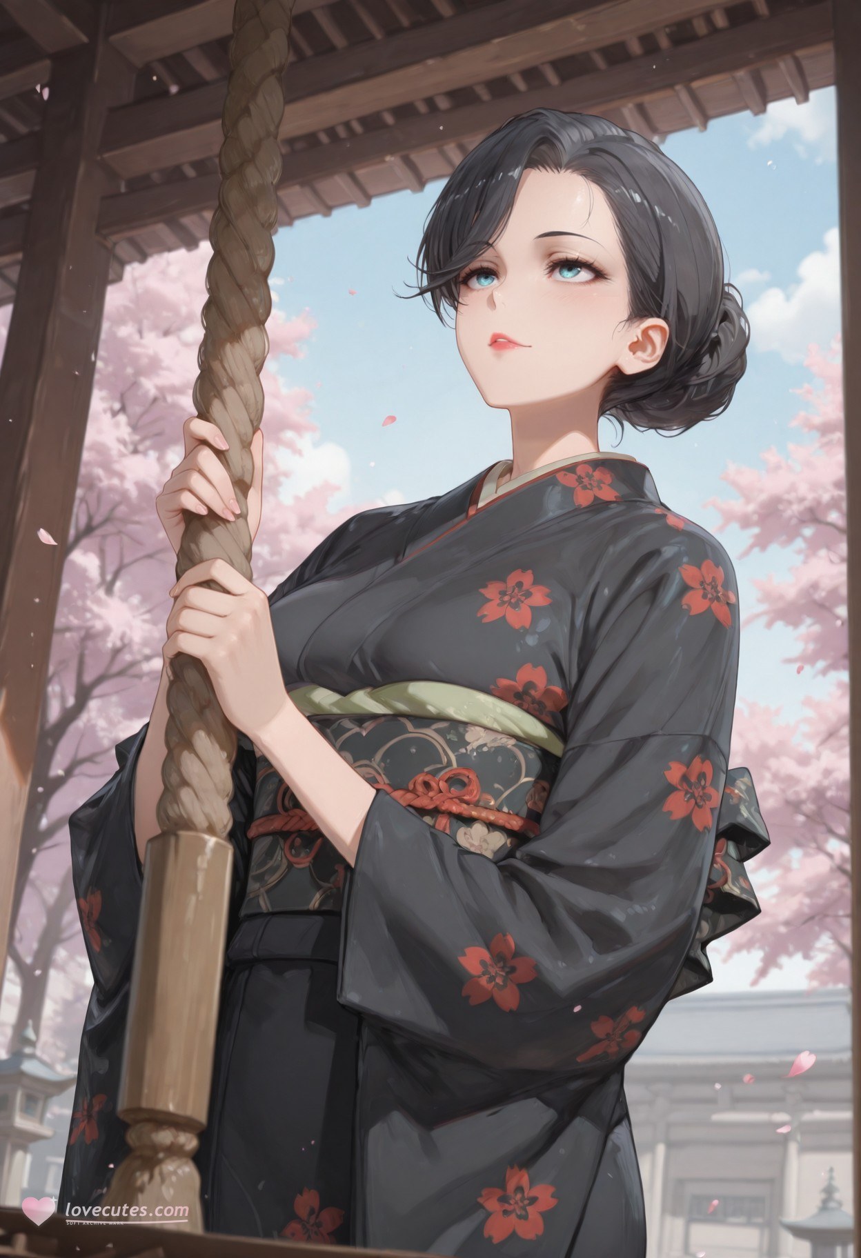 AI Generated Anime Girl - 我的青春恋爱物语果然有问题 雪之下母：黑丝蕾丝内衣紧身衣学生装湿身露穴 352P