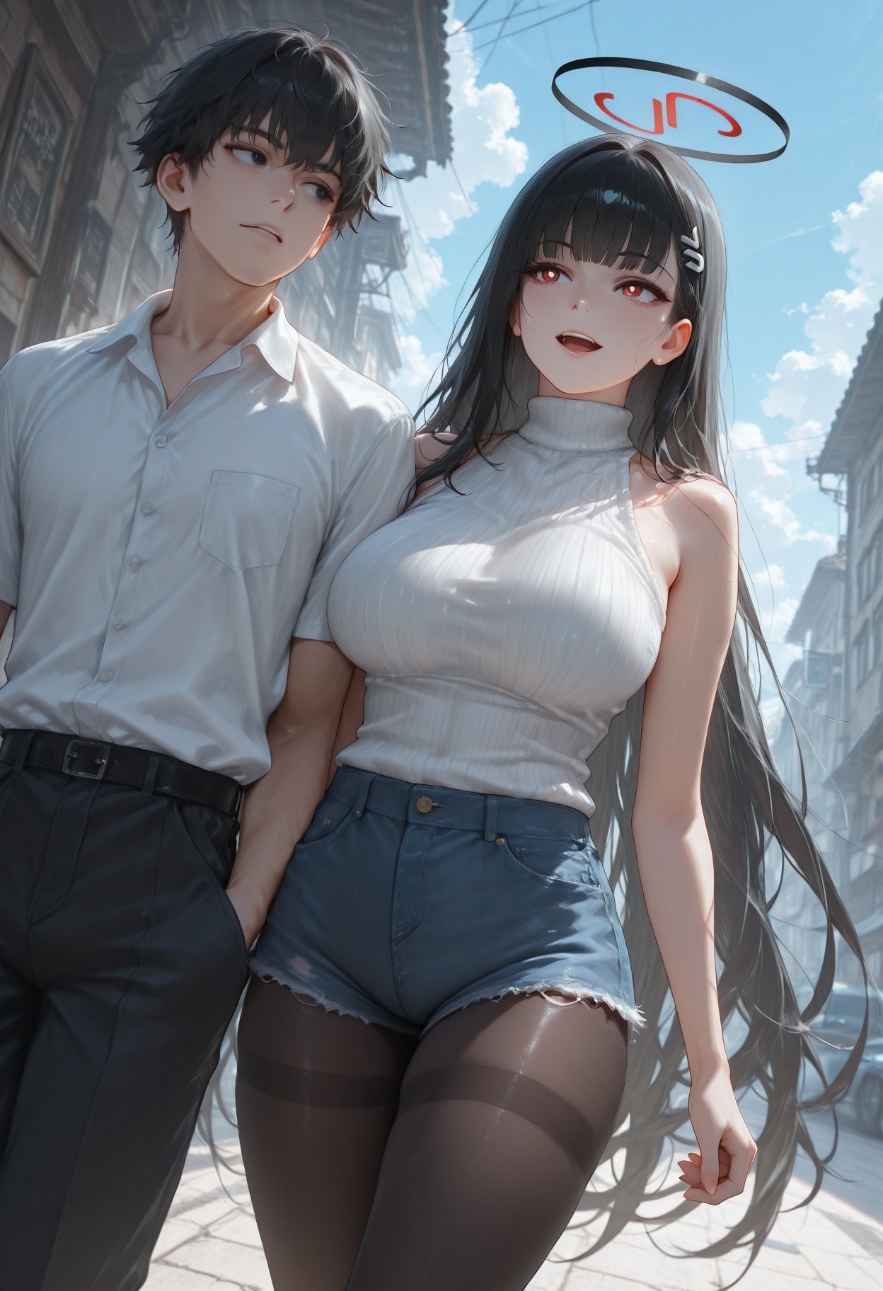 AI Generated Anime Girl - 碧蓝档案 调月莉音 NTR：黑丝紧身衣湿身露穴 293P