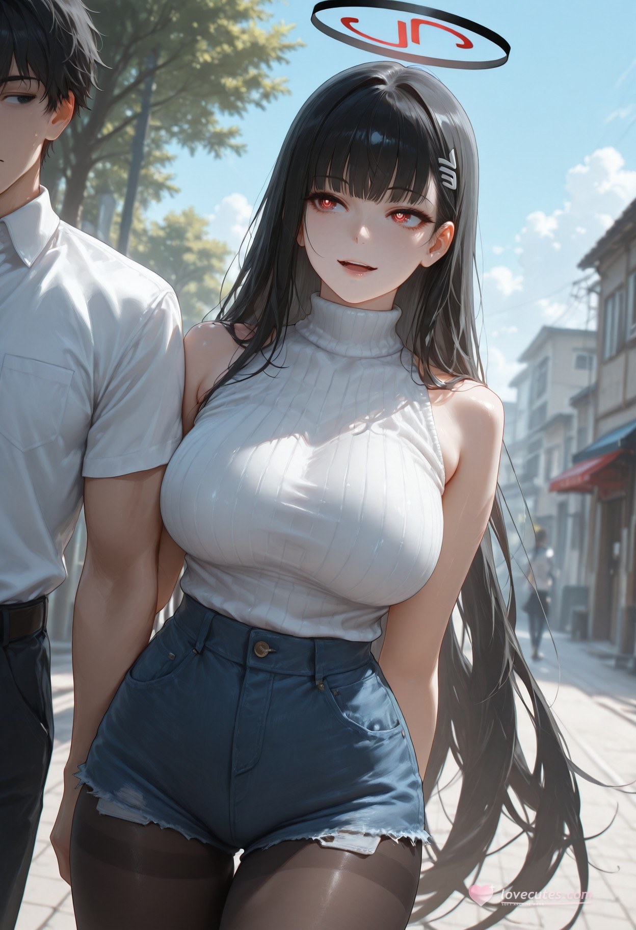 AI Generated Anime Girl - 碧蓝档案 调月莉音 NTR：黑丝紧身衣湿身露穴 293P