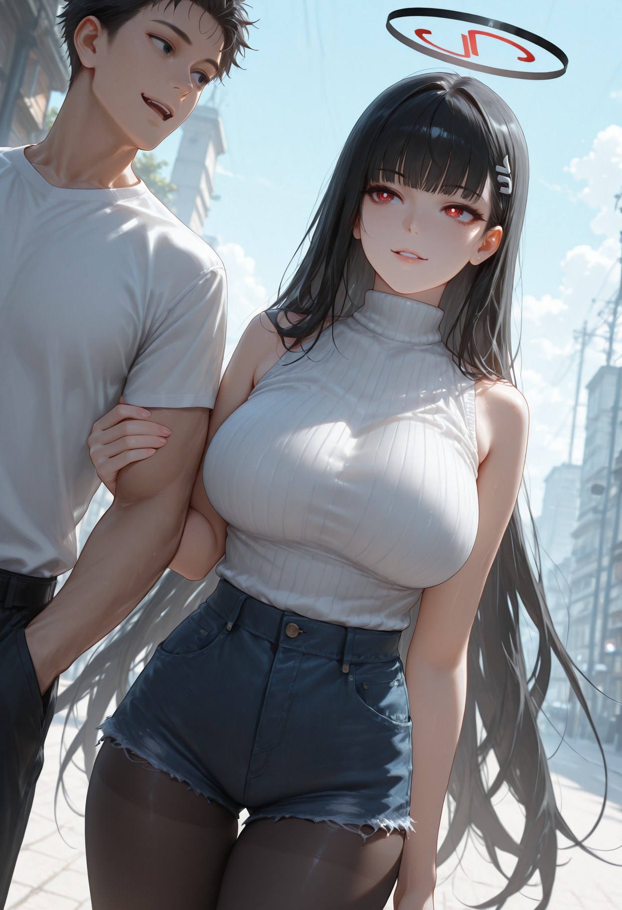 AI Generated Anime Girl - 碧蓝档案 调月莉音 NTR：黑丝紧身衣湿身露穴 293P