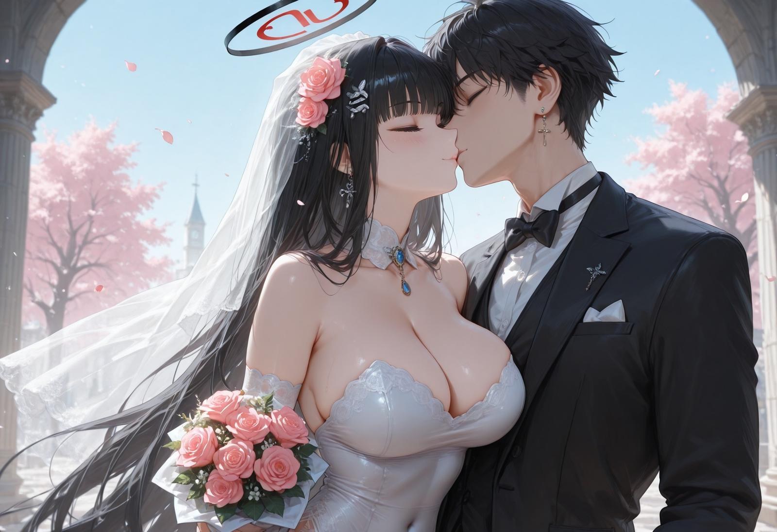 AI Generated Anime Girl - 碧蓝档案 调月莉音 Vol.3：黑丝蕾丝内衣紧身衣湿身露穴 163P