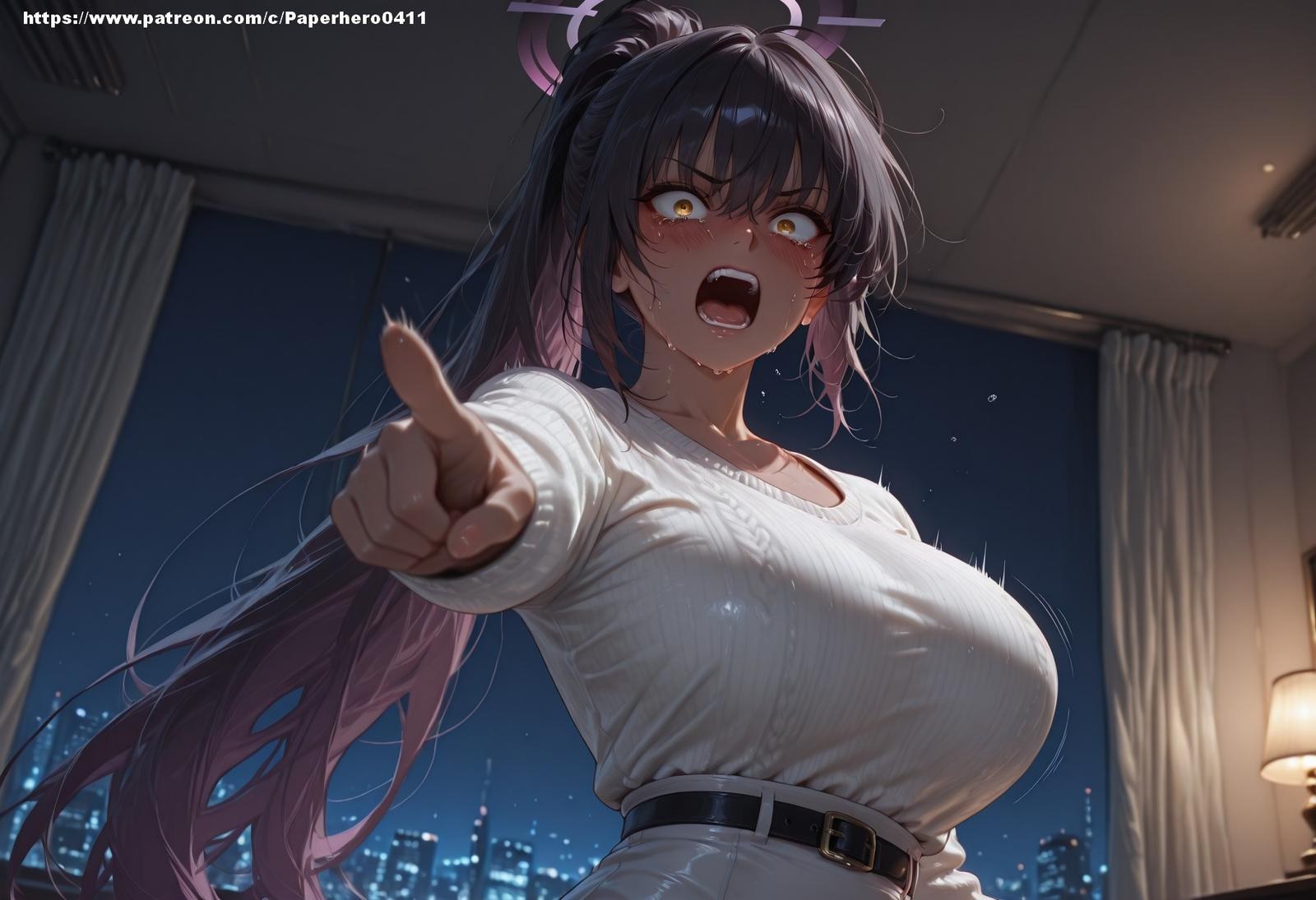 AI Generated Anime Girl - 碧蓝档案 一之濑明日奈、角楯花凛合集：黑丝紧身衣泳装湿身露穴 146P