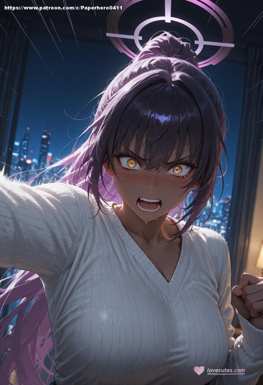 AI Generated Anime Girl - 碧蓝档案 一之濑明日奈、角楯花凛合集：黑丝紧身衣泳装湿身露穴 146P