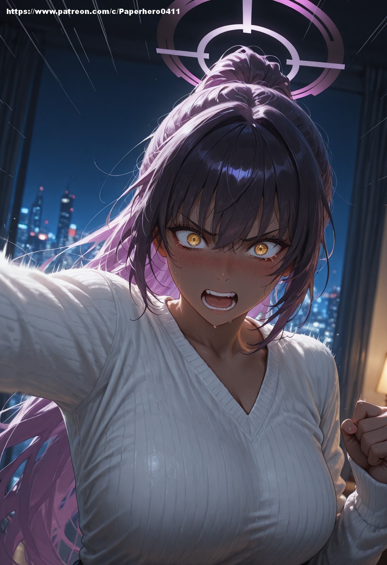 AI Generated Anime Girl - 碧蓝档案 一之濑明日奈、角楯花凛 NTR：黑丝紧身衣湿身露穴 147P