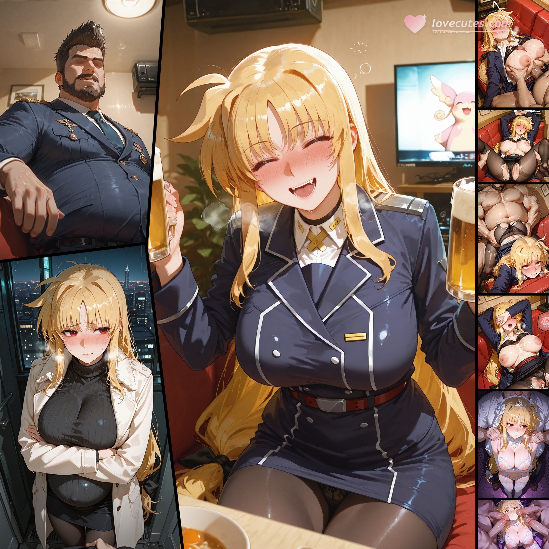 AI Generated Anime Girl - Nanoha Fate Testarossa ถุงน่องดำลิงเจอรี 357P