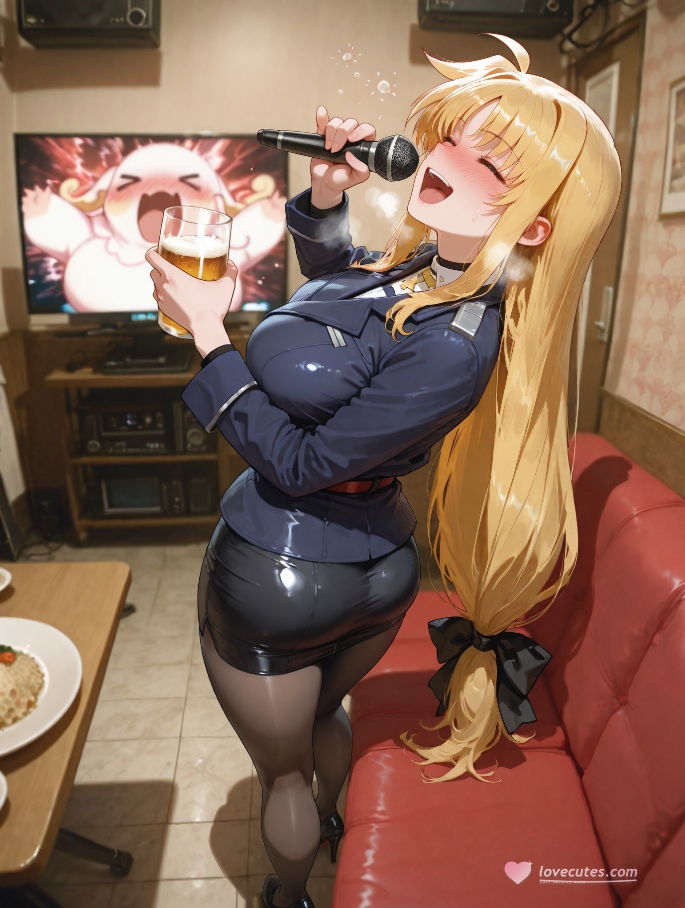 AI Generated Anime Girl - Nanoha Fate Testarossa ถุงน่องดำลิงเจอรี 357P