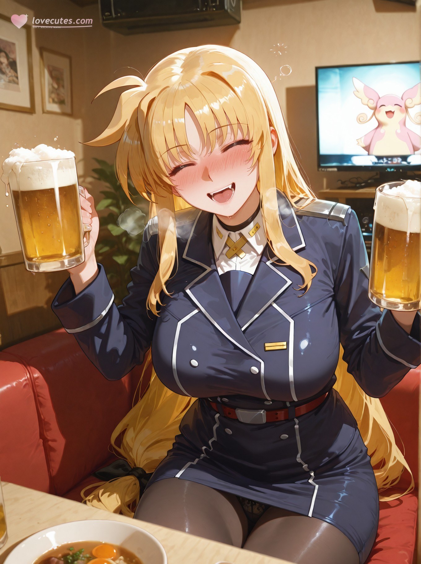 AI Generated Anime Girl - Nanoha Fate Testarossa ถุงน่องดำลิงเจอรี 357P