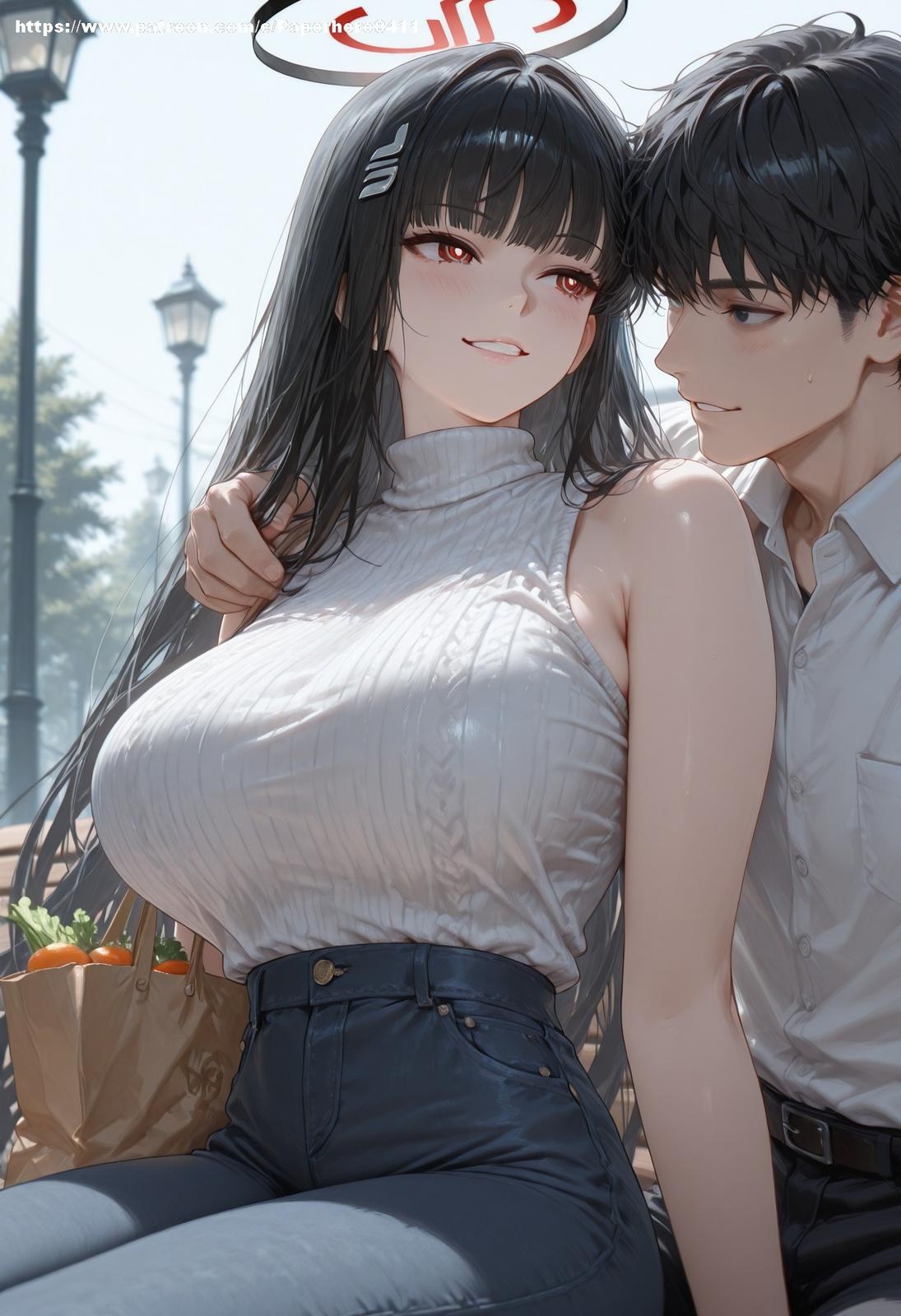 AI Porn - 碧蓝档案 调月莉音：黑丝蕾丝内衣浴室湿身 AI 裸图图库 237P