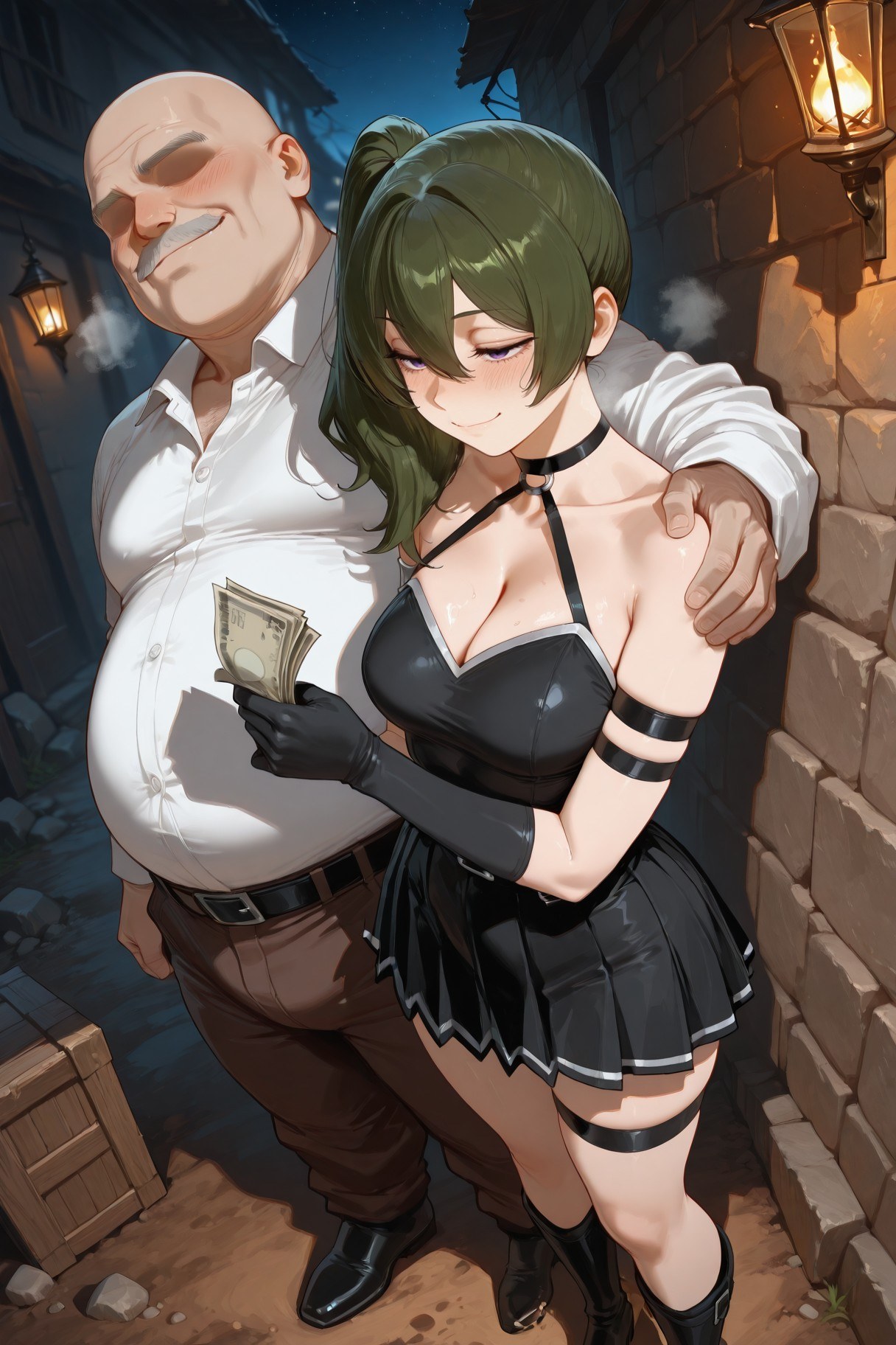 AI Porn - 葬送的芙莉莲 尤蓓尔：黑丝蕾丝内衣床拍 AI 裸图图库 367P