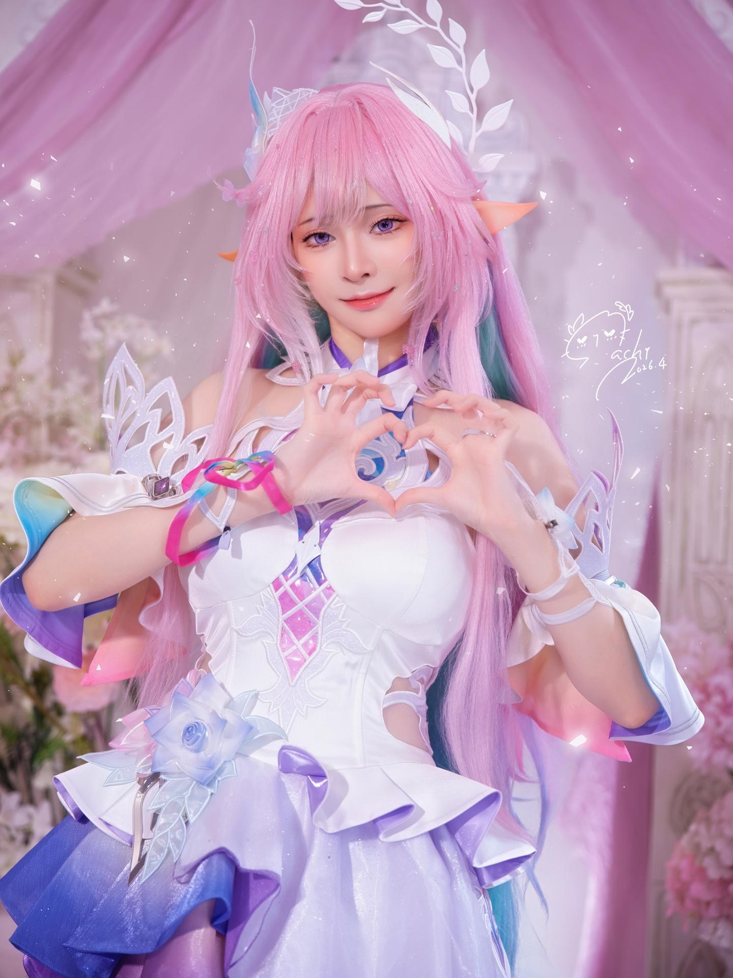 [cosplay] Machi馬吉 - Honkai: Star Rail Cyrene ชุดเอลฟ์ผมชมพู 105P