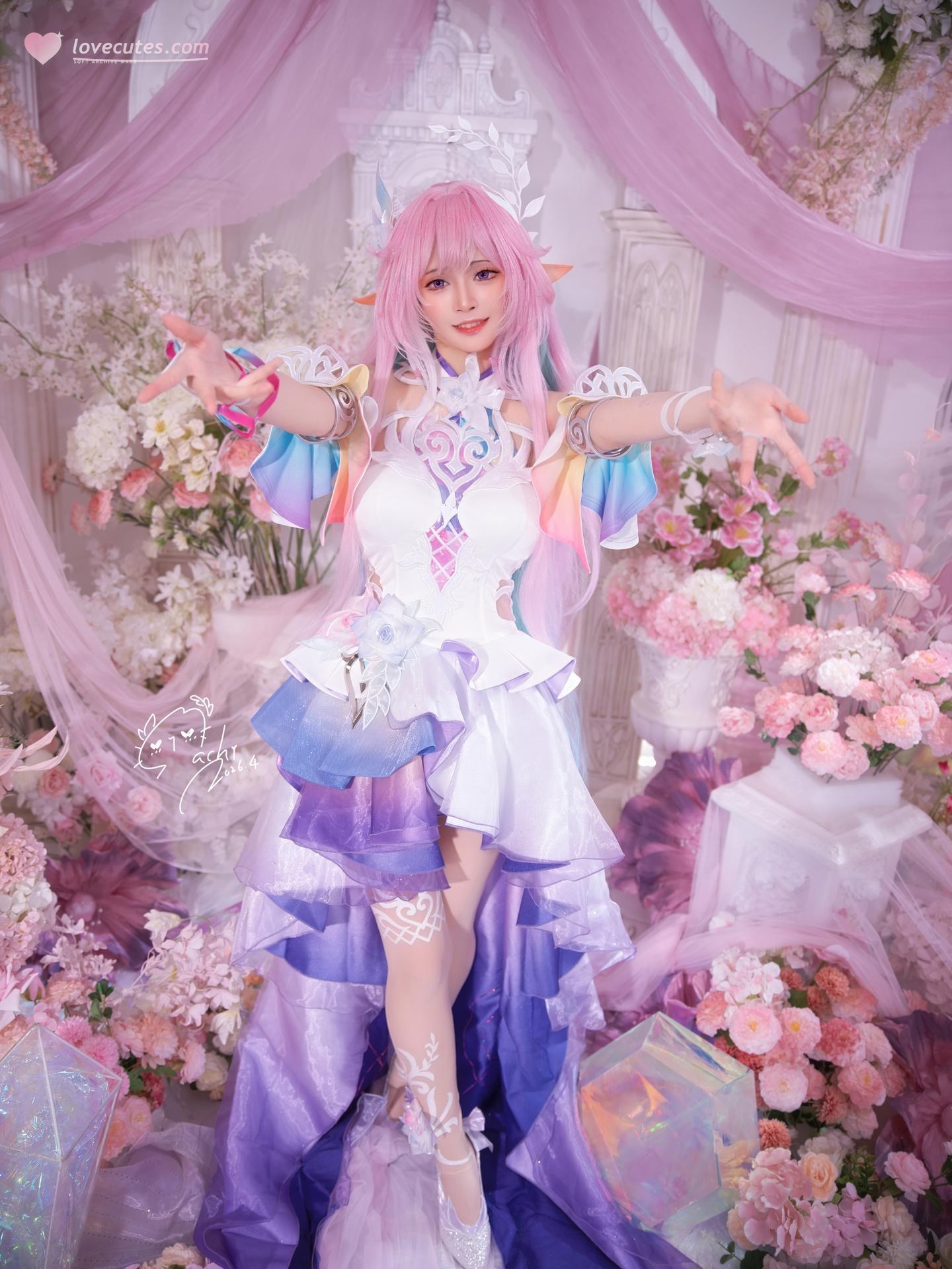 [cosplay] Machi馬吉 - Honkai: Star Rail Cyrene ชุดเอลฟ์ผมชมพู 105P