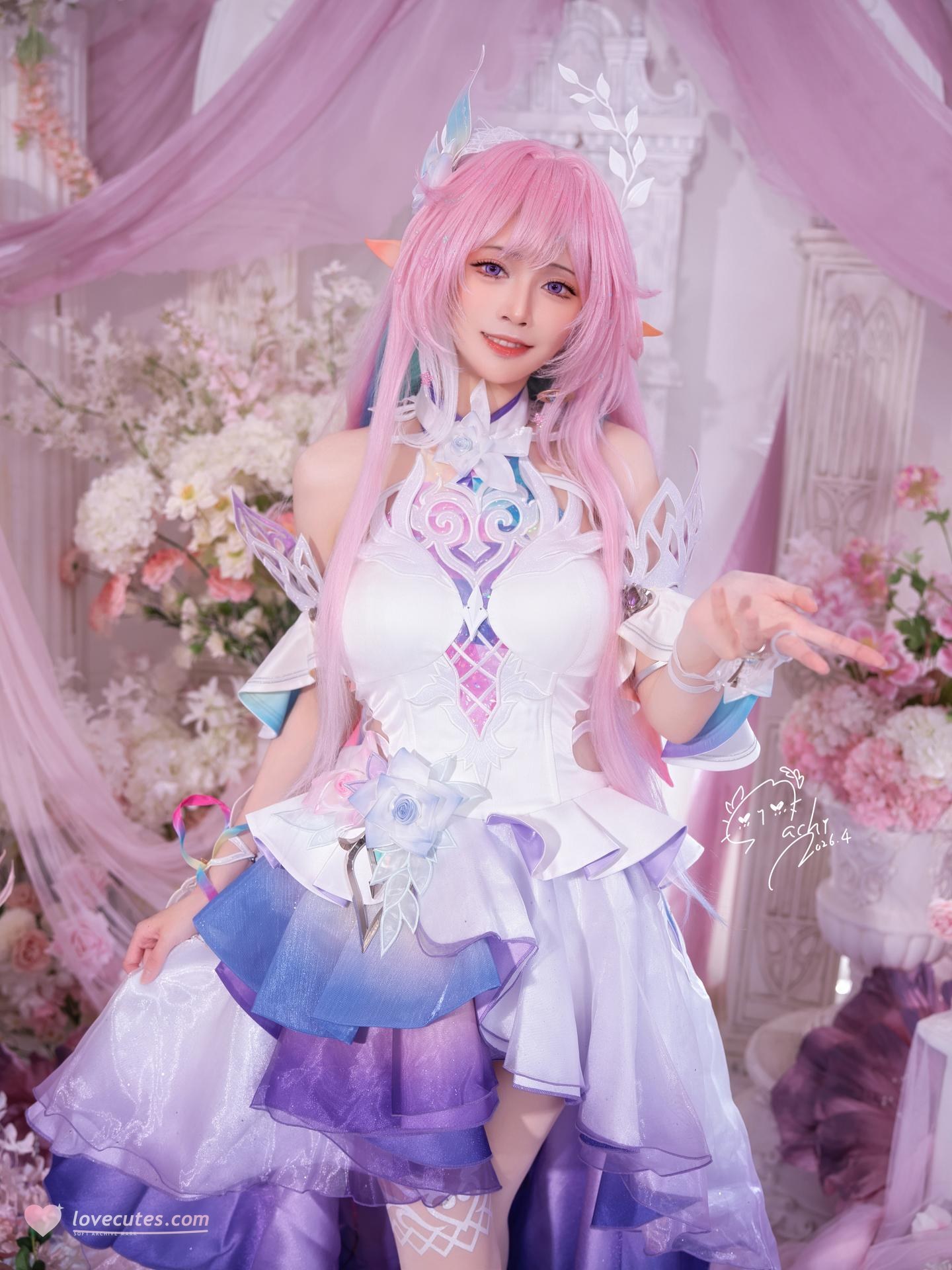 [cosplay] Machi馬吉 - Honkai: Star Rail Cyrene ชุดเอลฟ์ผมชมพู 105P