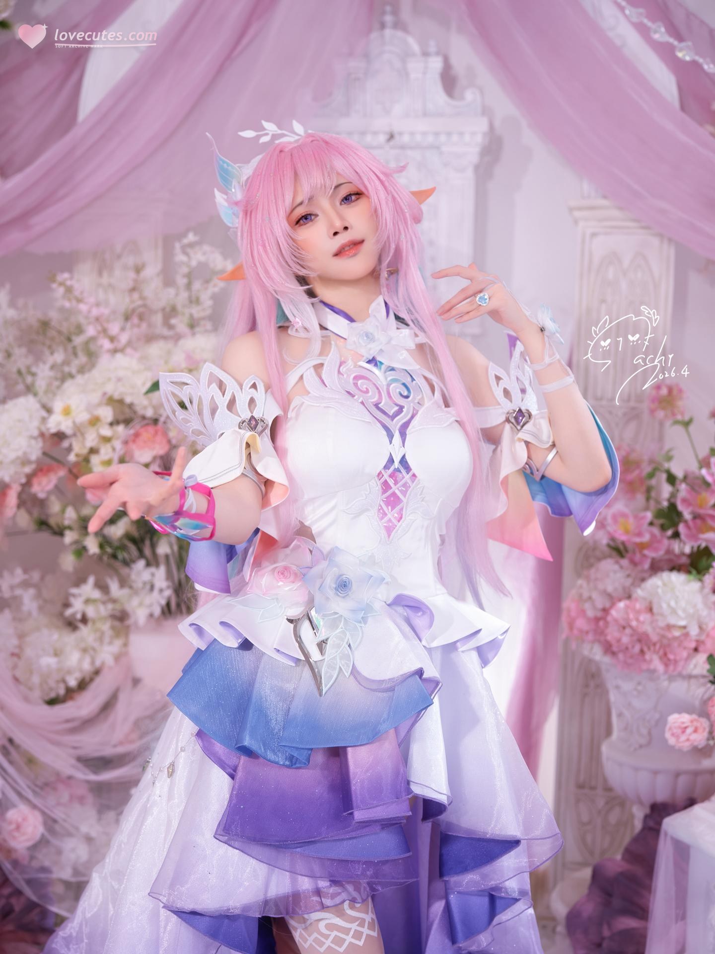 [cosplay] Machi馬吉 - Honkai: Star Rail Cyrene ชุดเอลฟ์ผมชมพู 105P