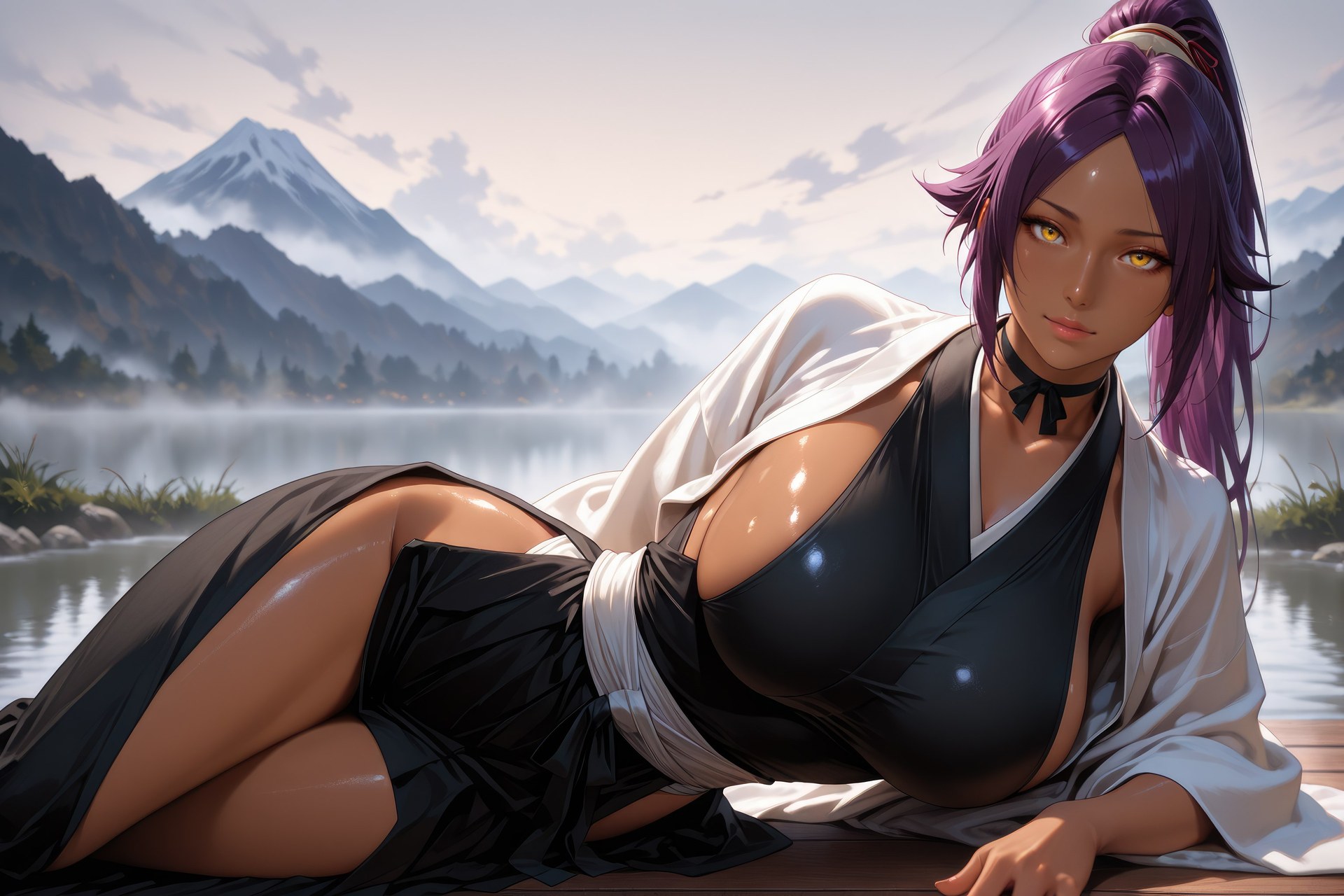 AI Generated Anime Girl - BLEACH 四楓院夜一 ボディスーツ AI画像ギャラリー 955P