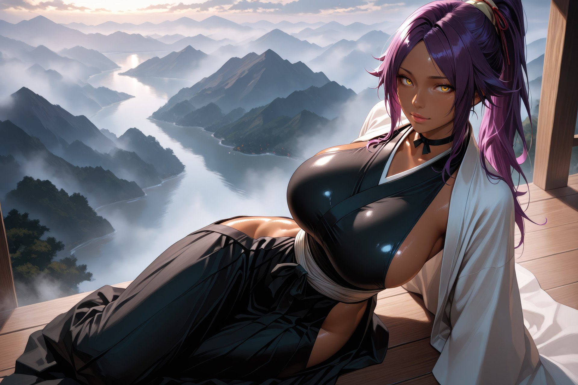 AI Generated Anime Girl - BLEACH 四楓院夜一 ボディスーツ AI画像ギャラリー 955P