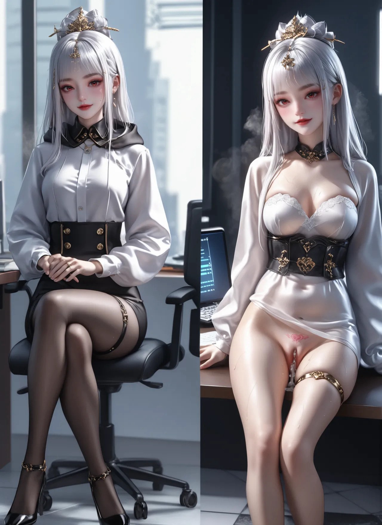 AI Porn - Photorealistic Snow Mountain Maiden 레이스 란제리, 노출 누드 AI 이미지 갤러리 60P