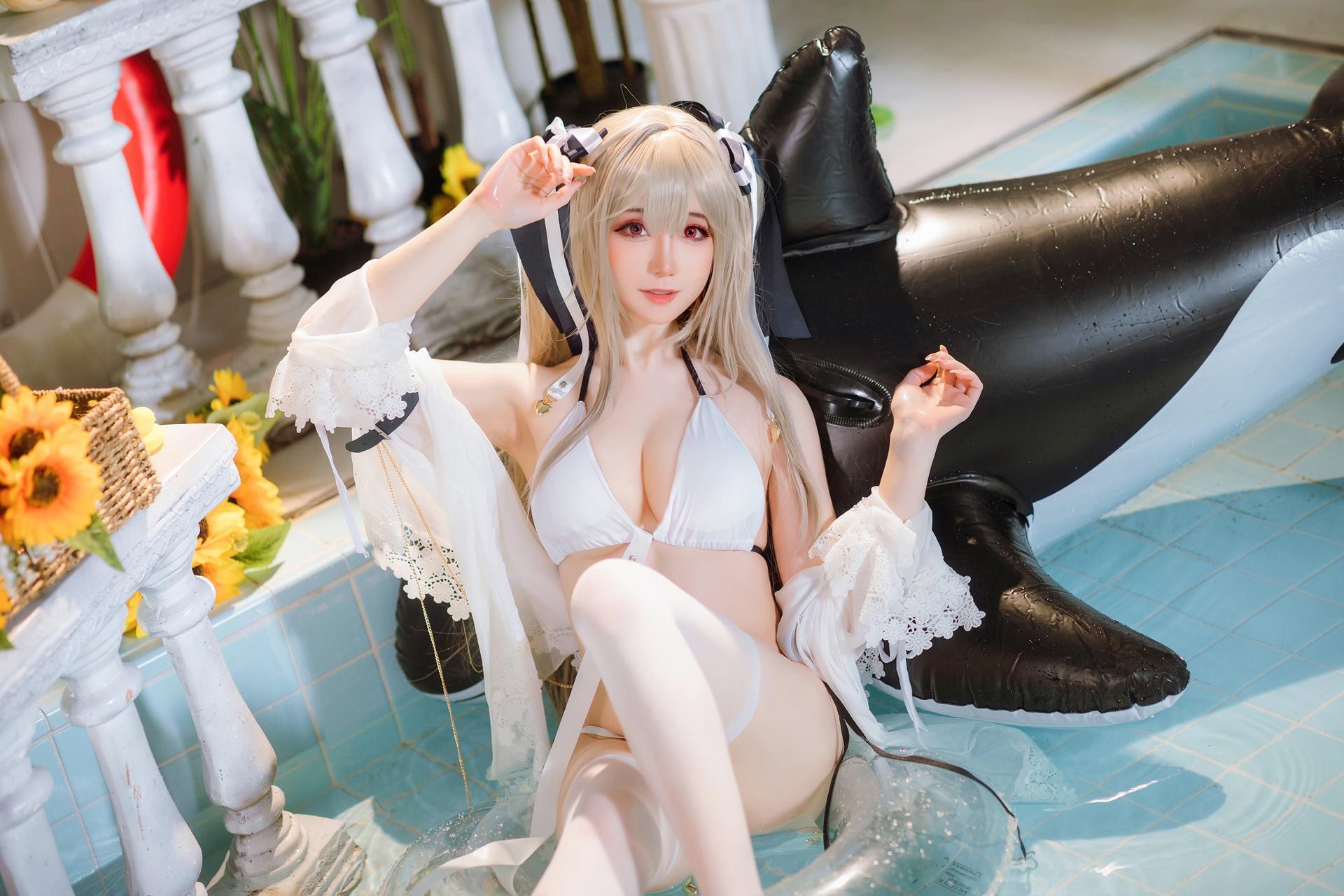 [cosplay] 焖焖碳 - 碧蓝航线 安克雷奇 泳装：舰娘泳装还原 20P