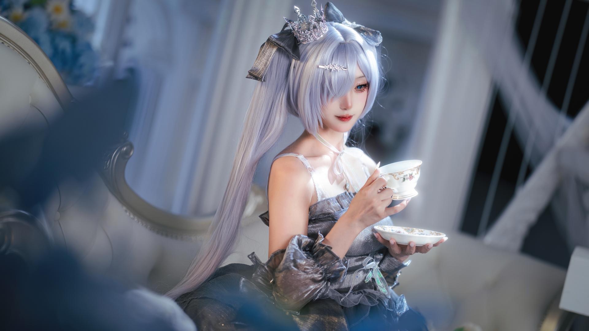 [cosplay] Shi Suqingya - Nikke Cinderella silver battle suit cosplay 写真セット 16P