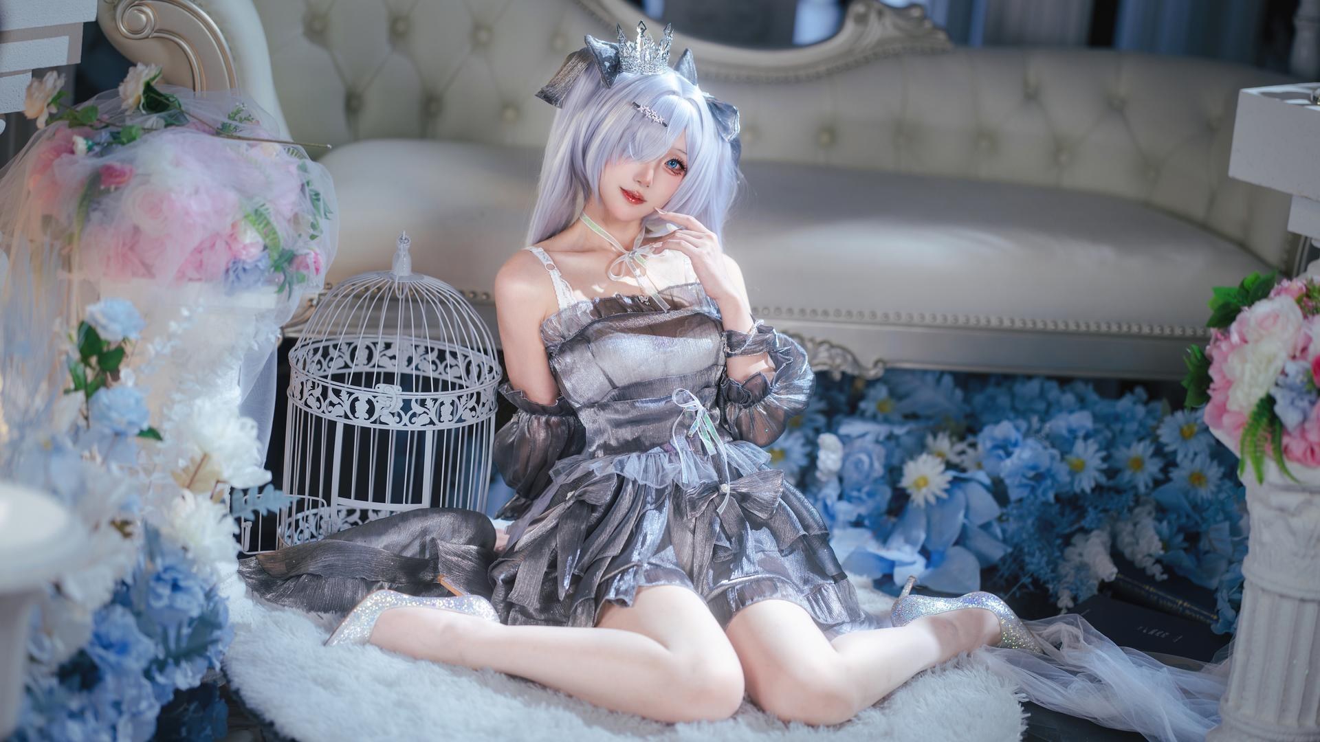 [cosplay] Shi Suqingya - Nikke Cinderella silver battle suit cosplay 写真セット 16P